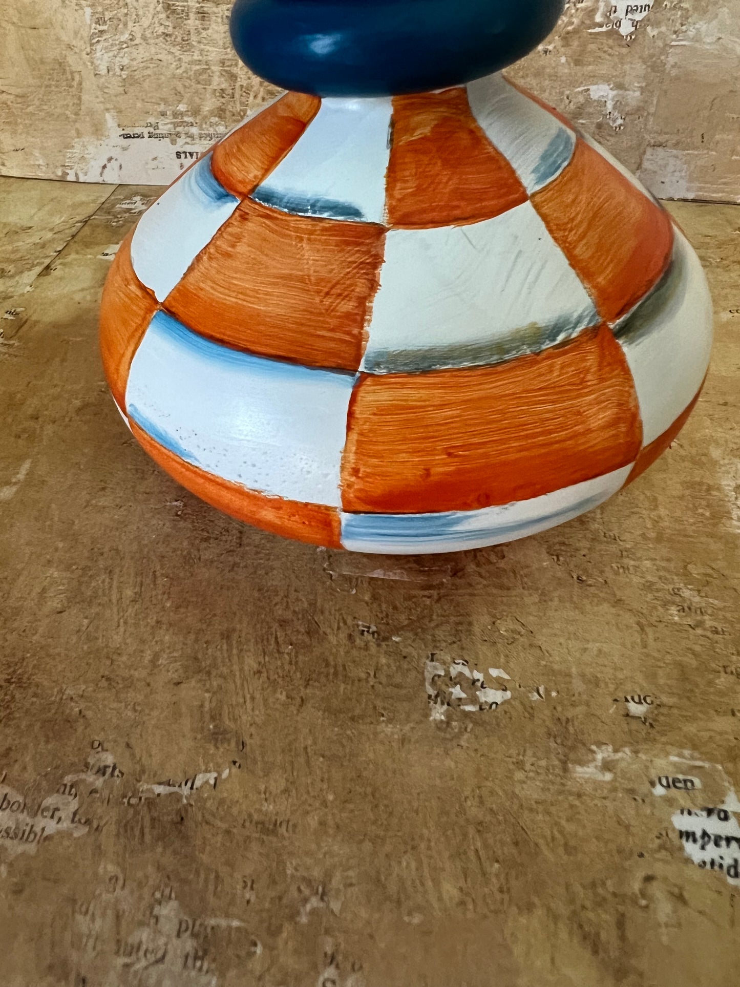 Orange Hombre Checkered Bud Vase