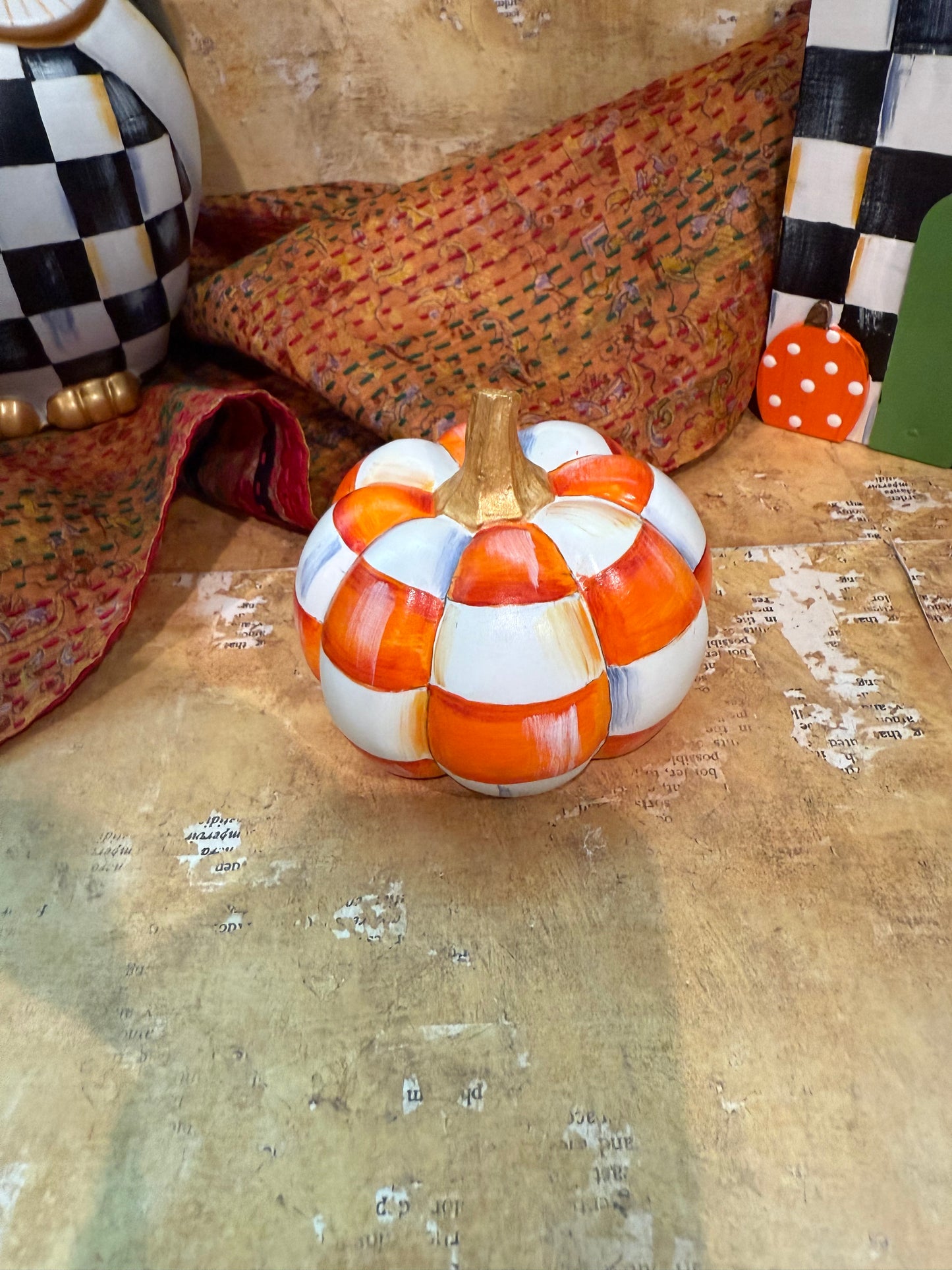 Orange and White Checkered Pumpkin