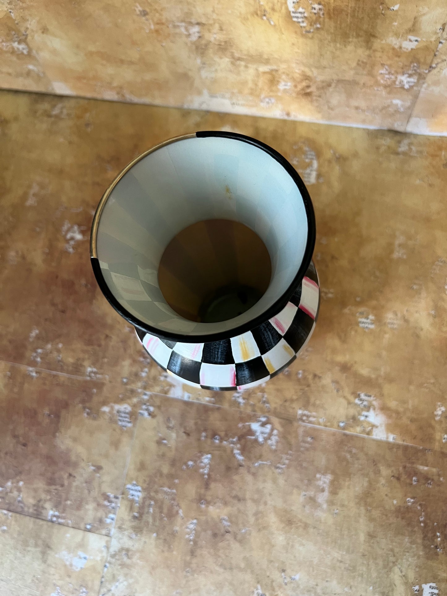 Checkered and striped double the fun vase