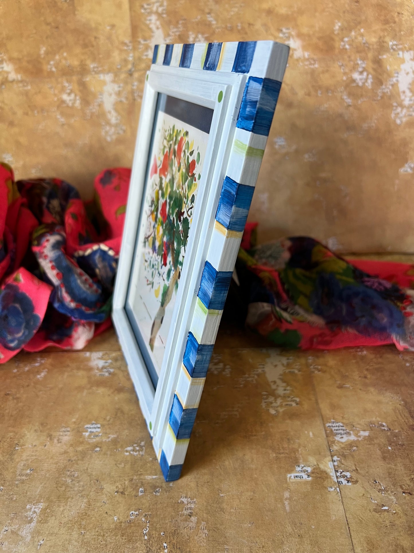 Blue and White Checkered Frame with Oskar Koller Art