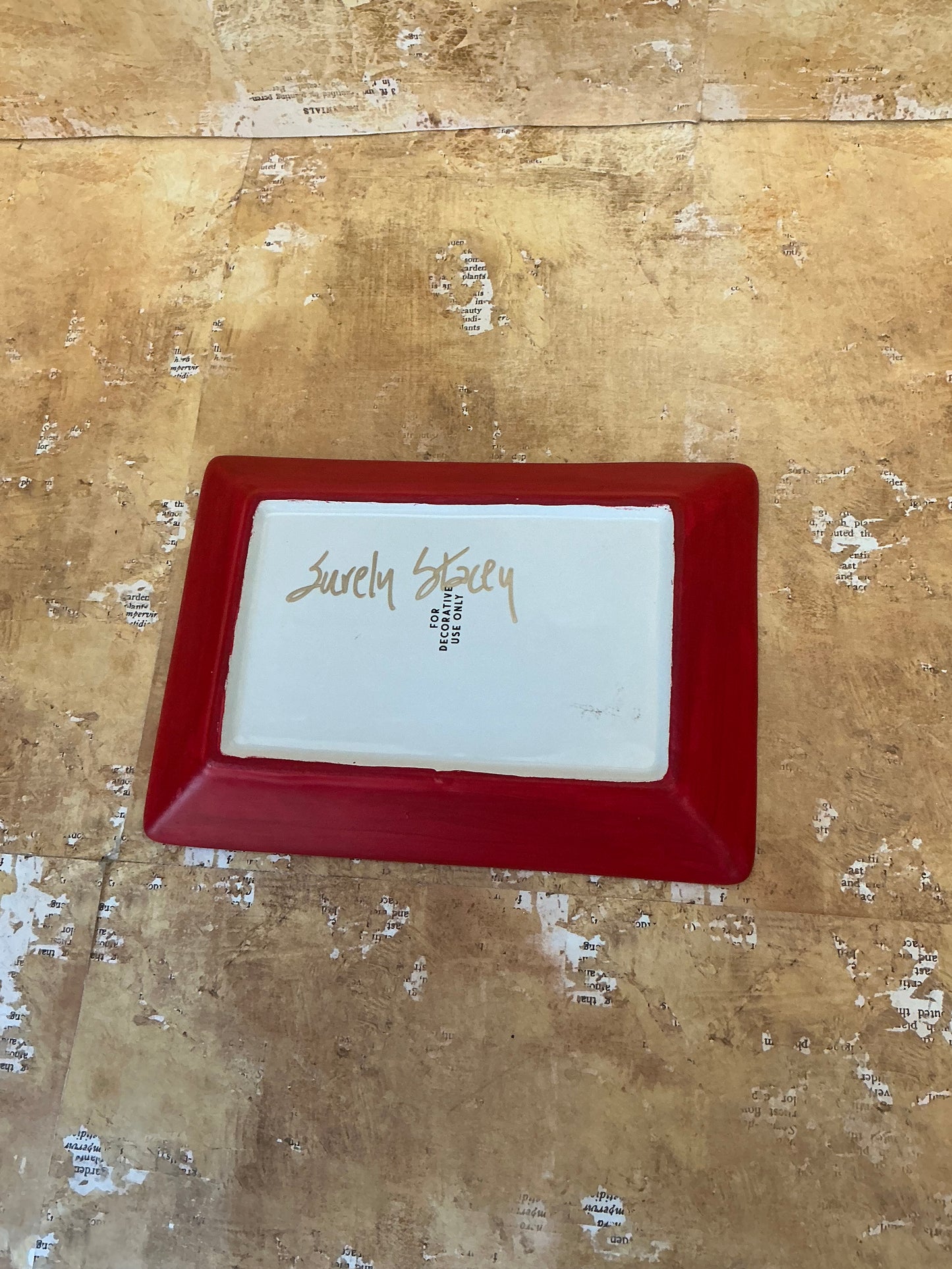 Decorative Dish with Red Trim