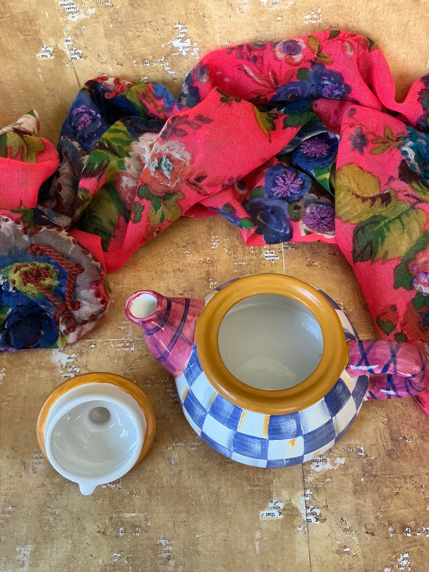 Checked and Charming Tea Pot