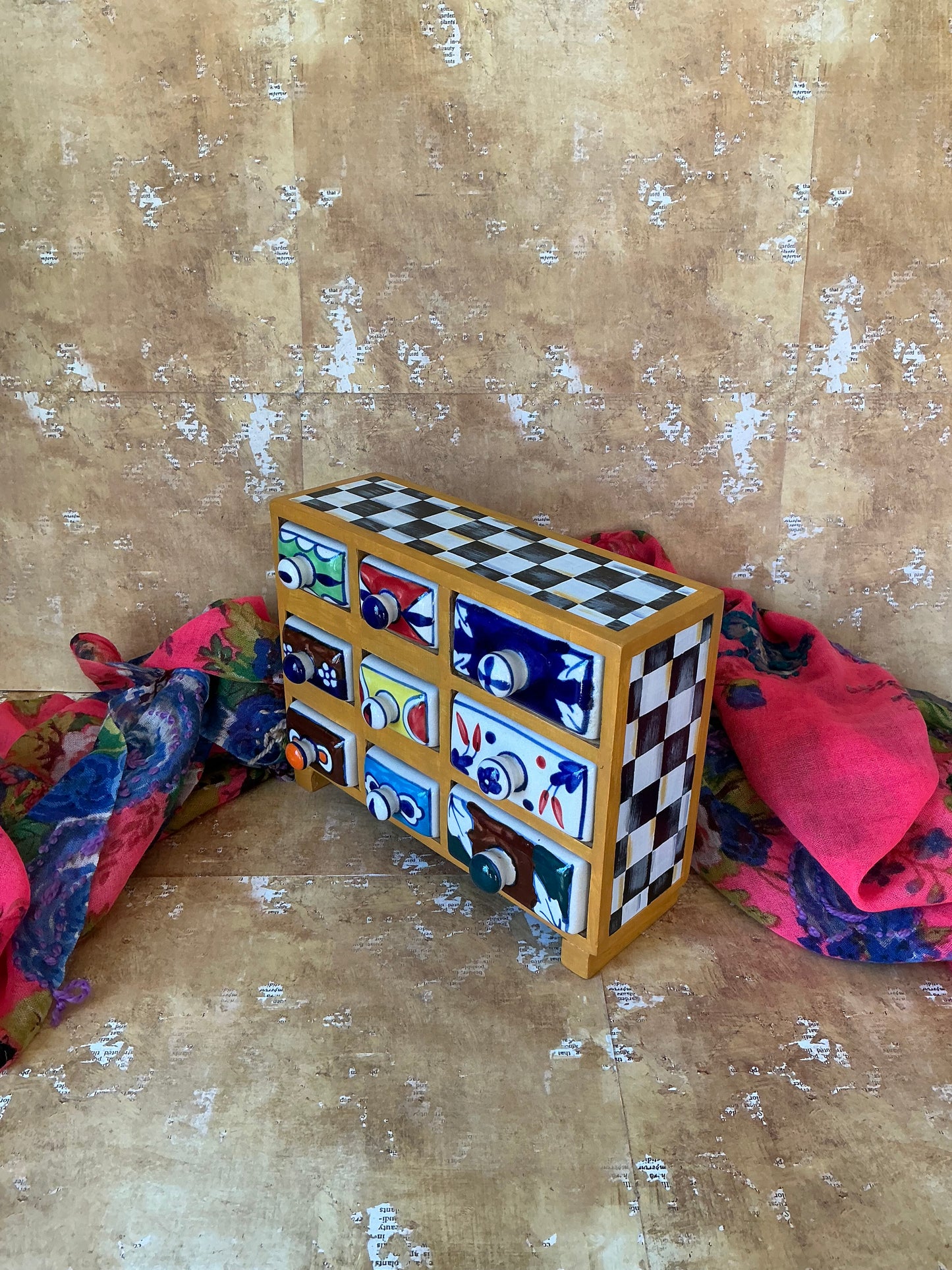 Hand Painted Wooden Indian Spice Chest