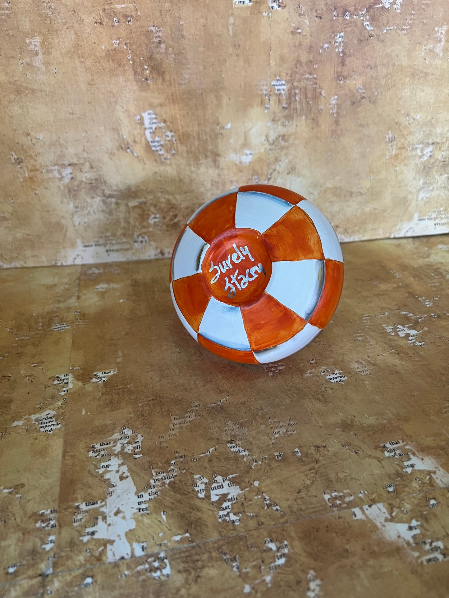 Orange Hombre Checkered Bud Vase
