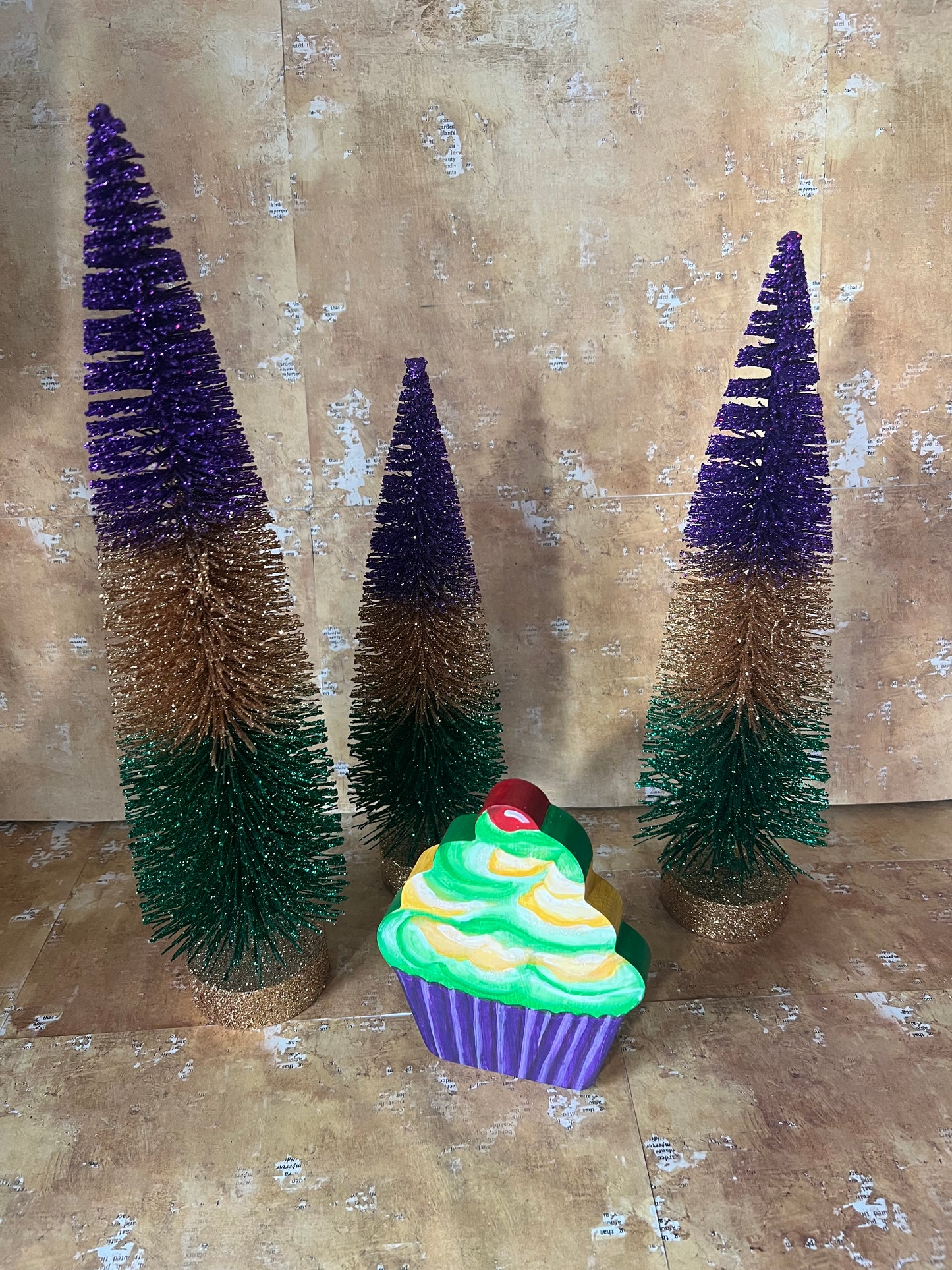 Wooden Cupcake, Mardi Gras Style