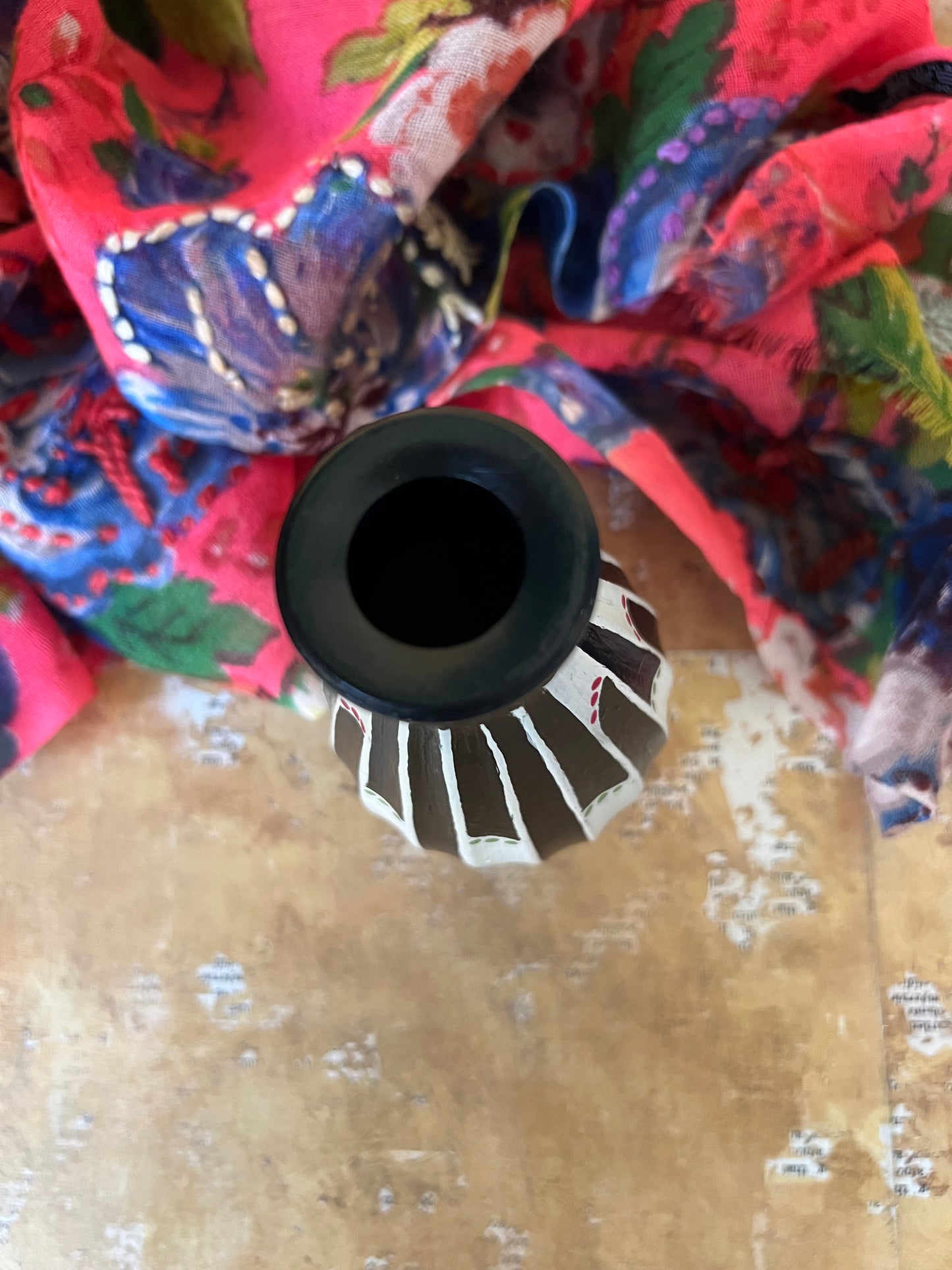 Black, White and Dotted Bud Vase