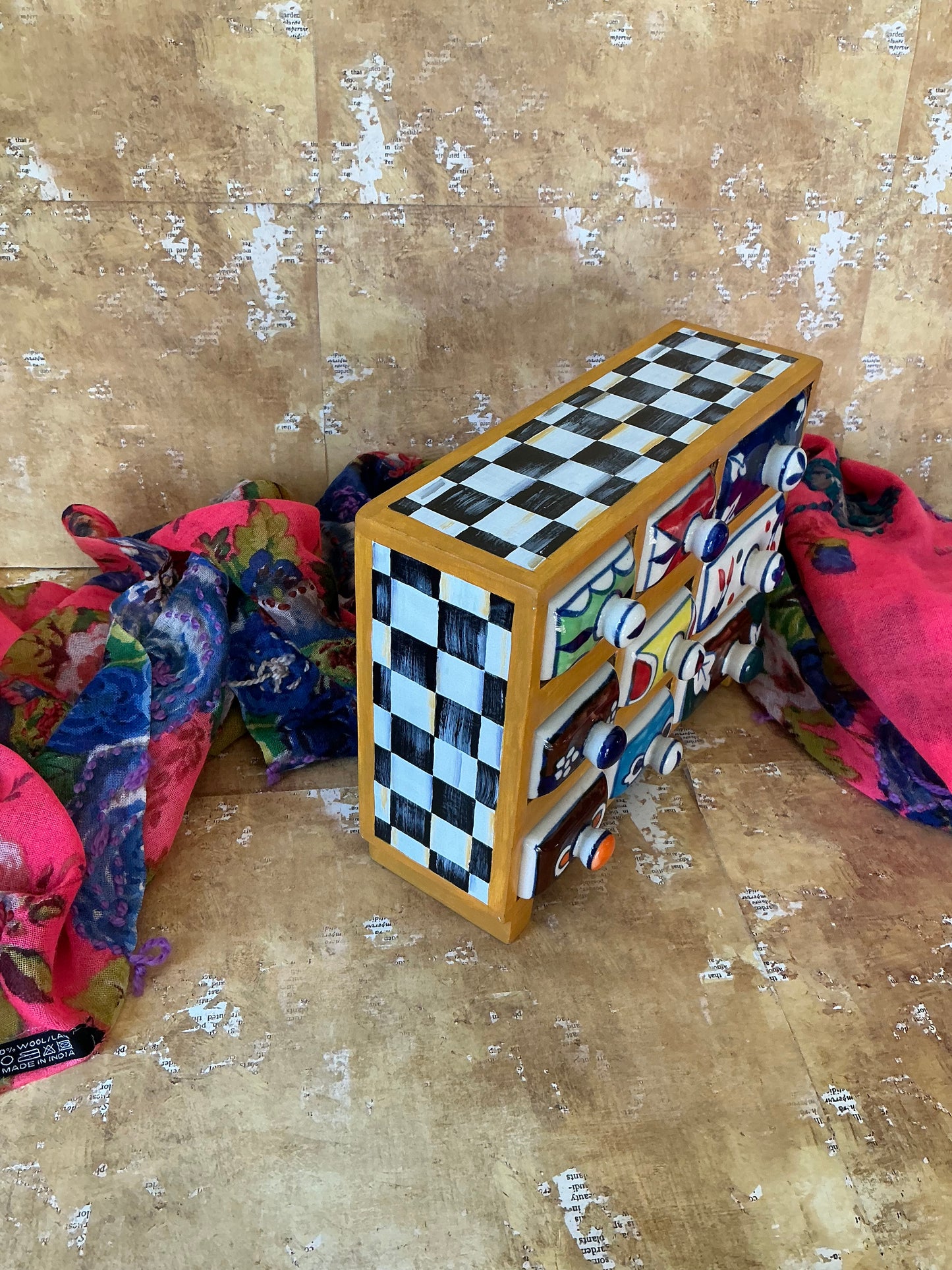 Hand Painted Wooden Indian Spice Chest