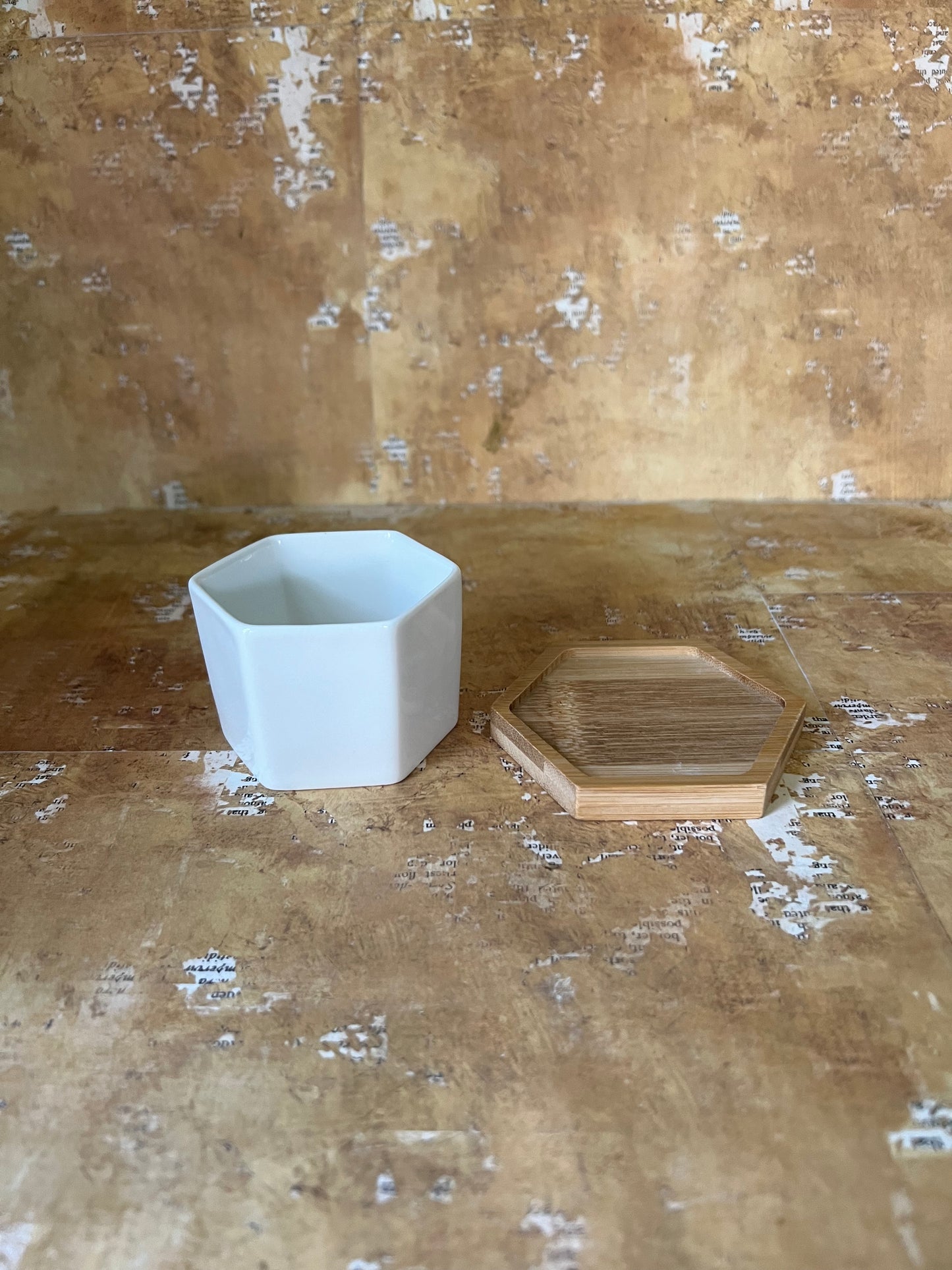 Ceramic Planter on Wood Base