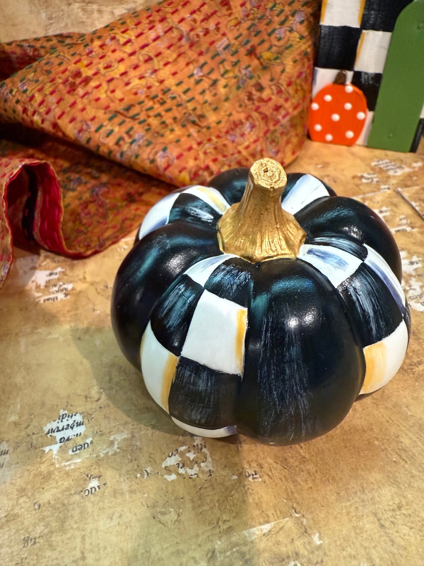 Black and White Checkered Pumpkin