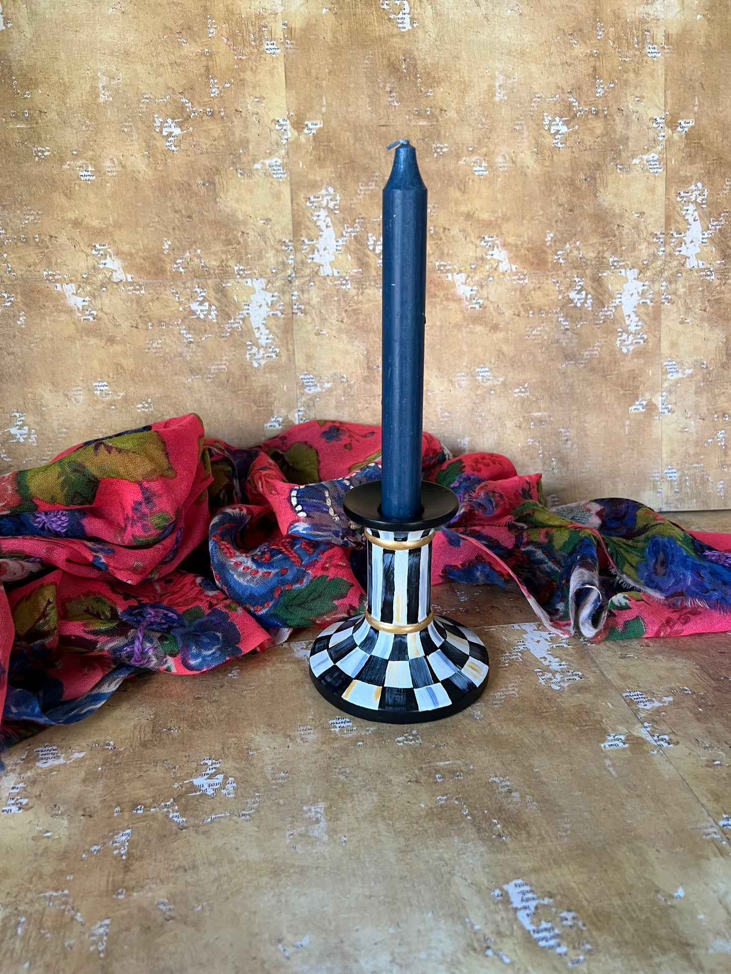 Checkered Taper Candle Holder