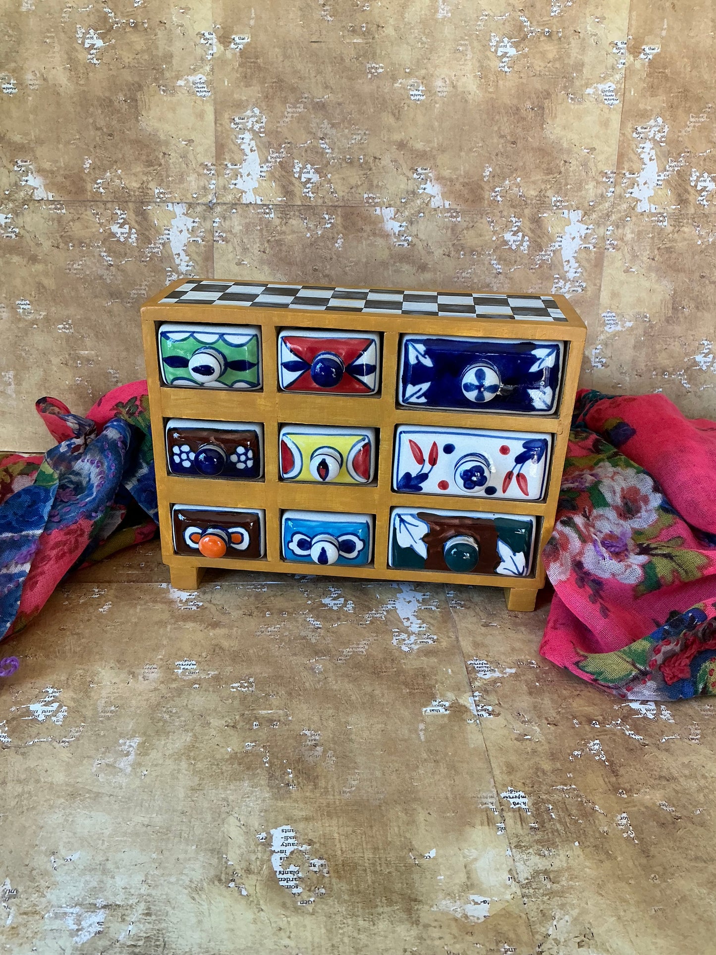 Hand Painted Wooden Indian Spice Chest