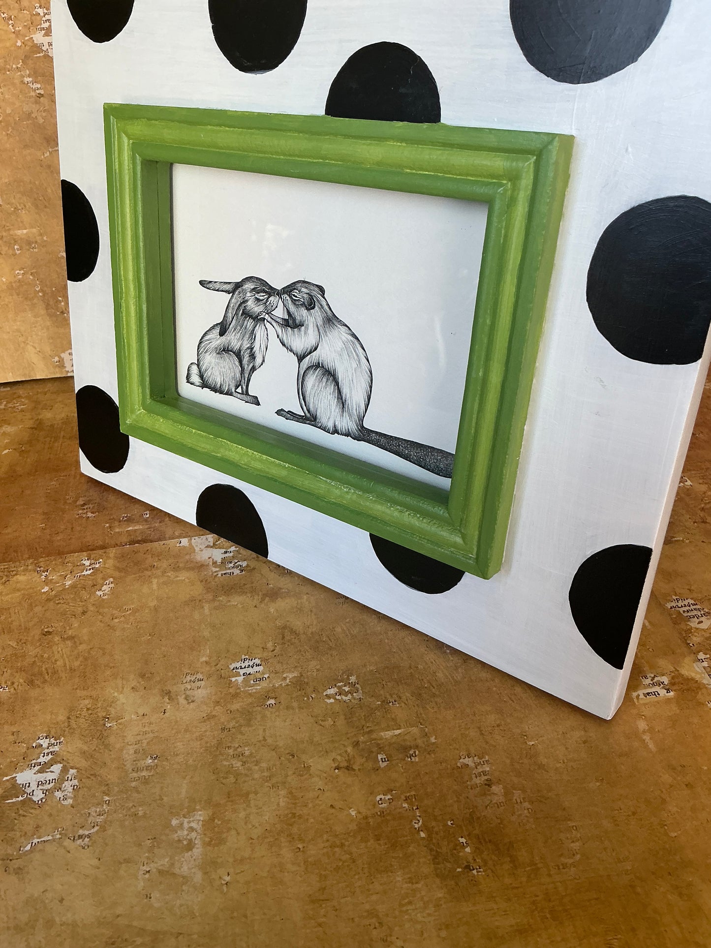 Polka Dot Frame with Green Trim