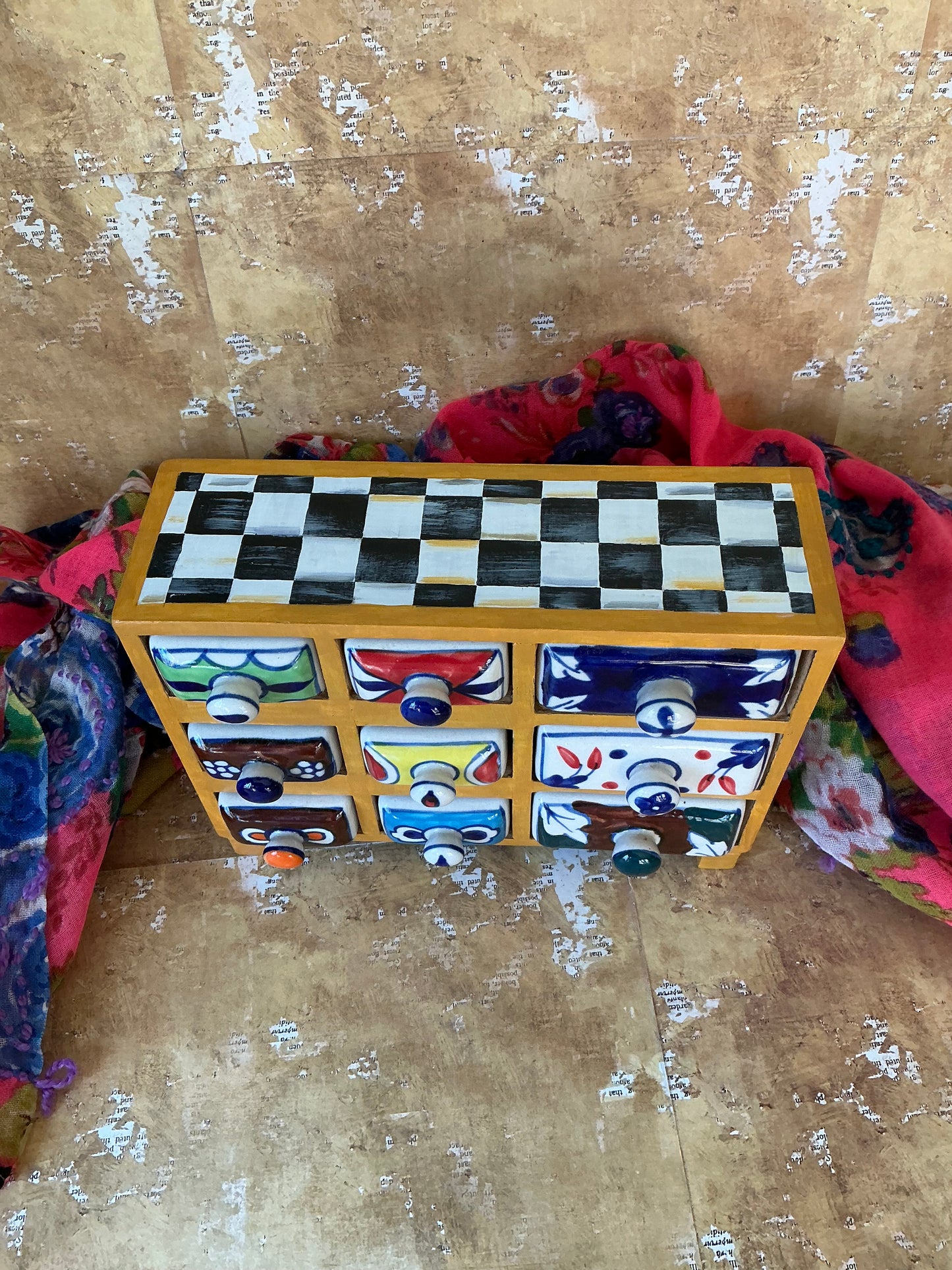 Hand Painted Wooden Indian Spice Chest