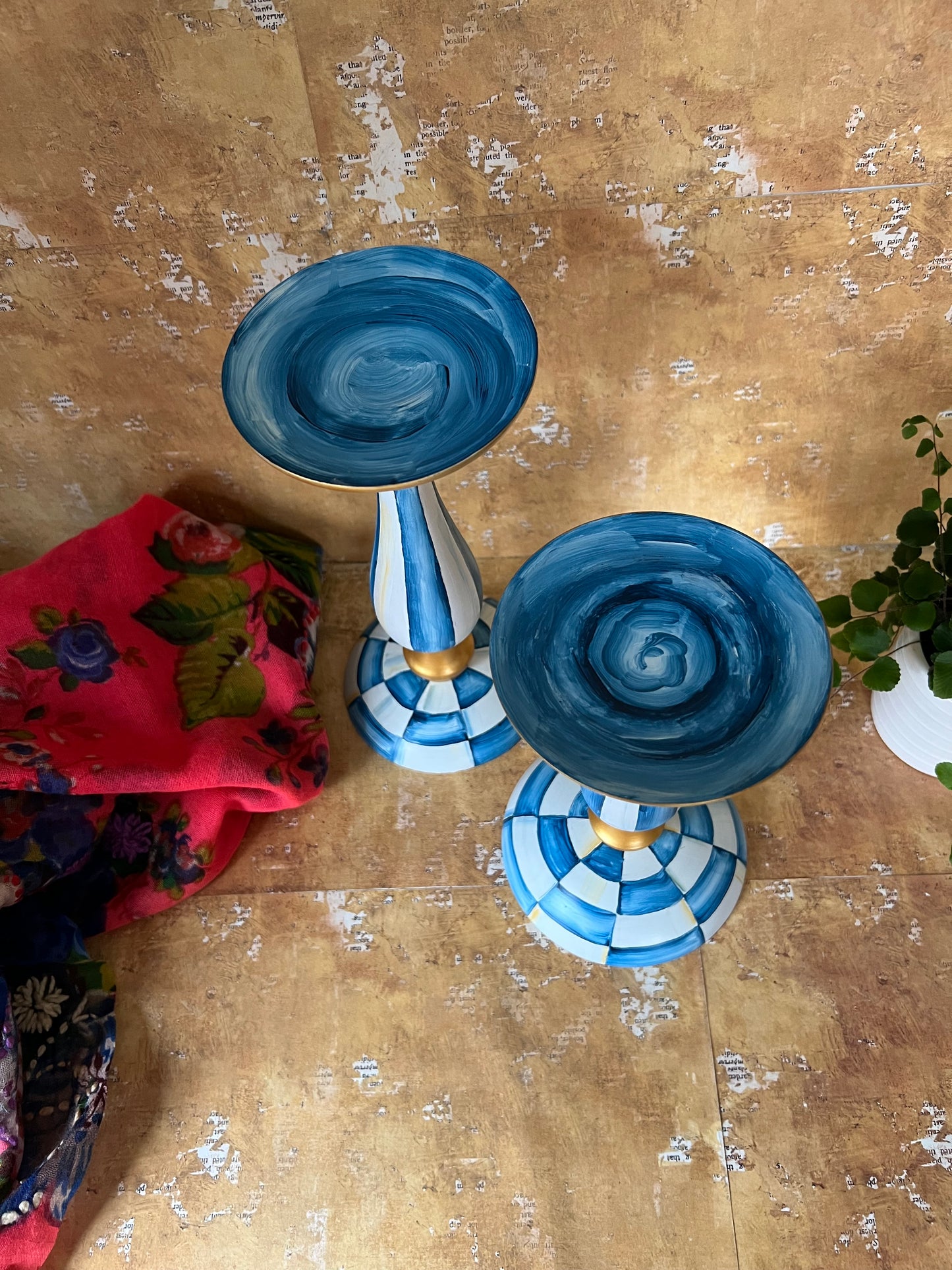 Blue and White Candle Holders