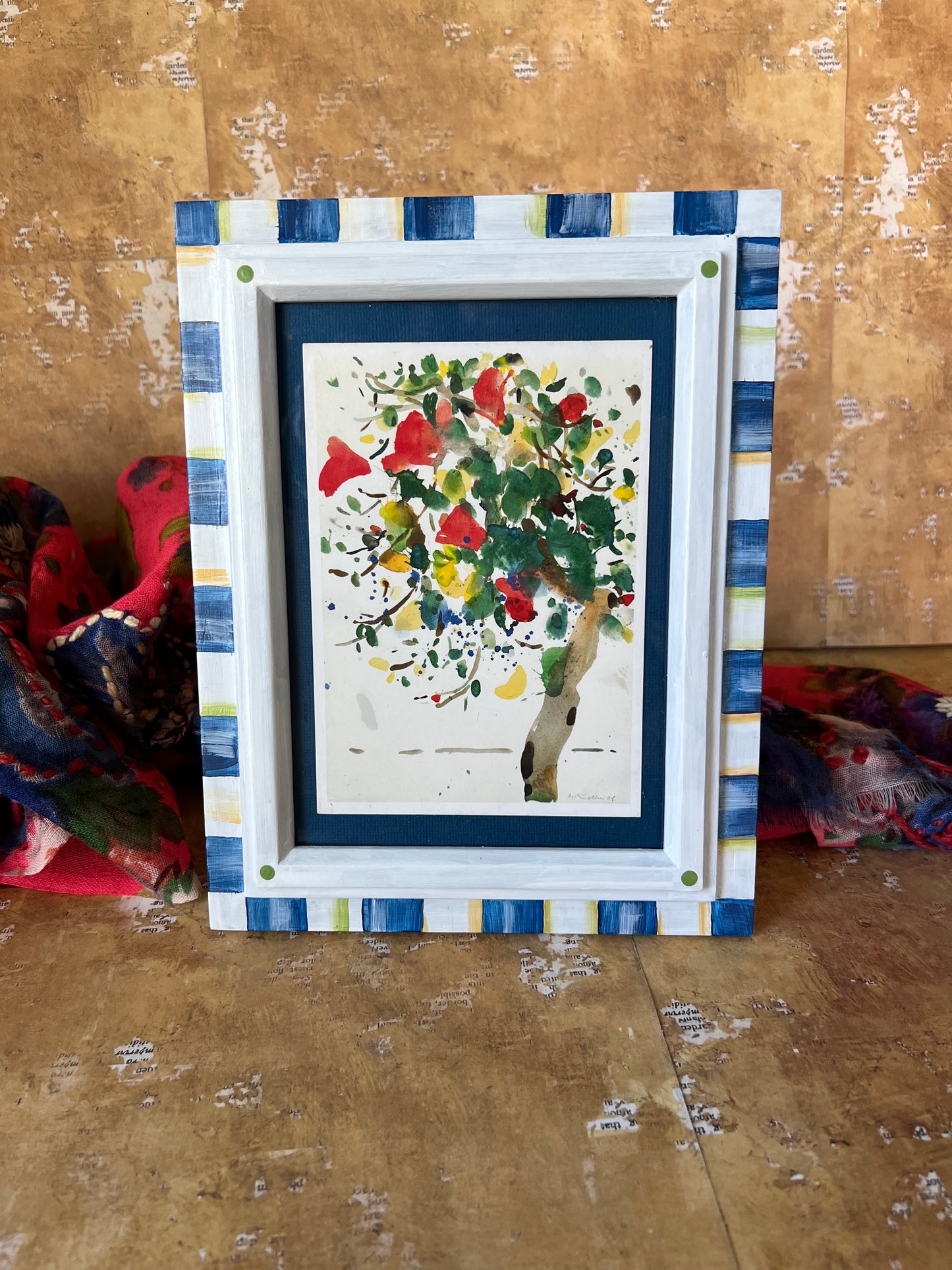 Blue and White Checkered Frame with Oskar Koller Art