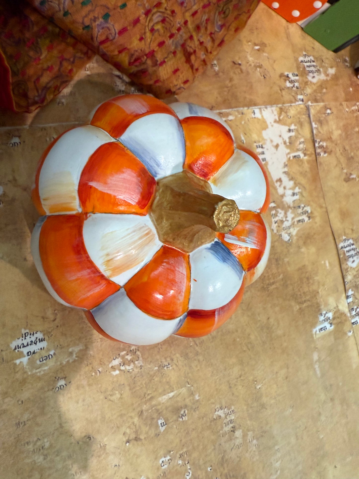 Orange and White Checkered Pumpkin
