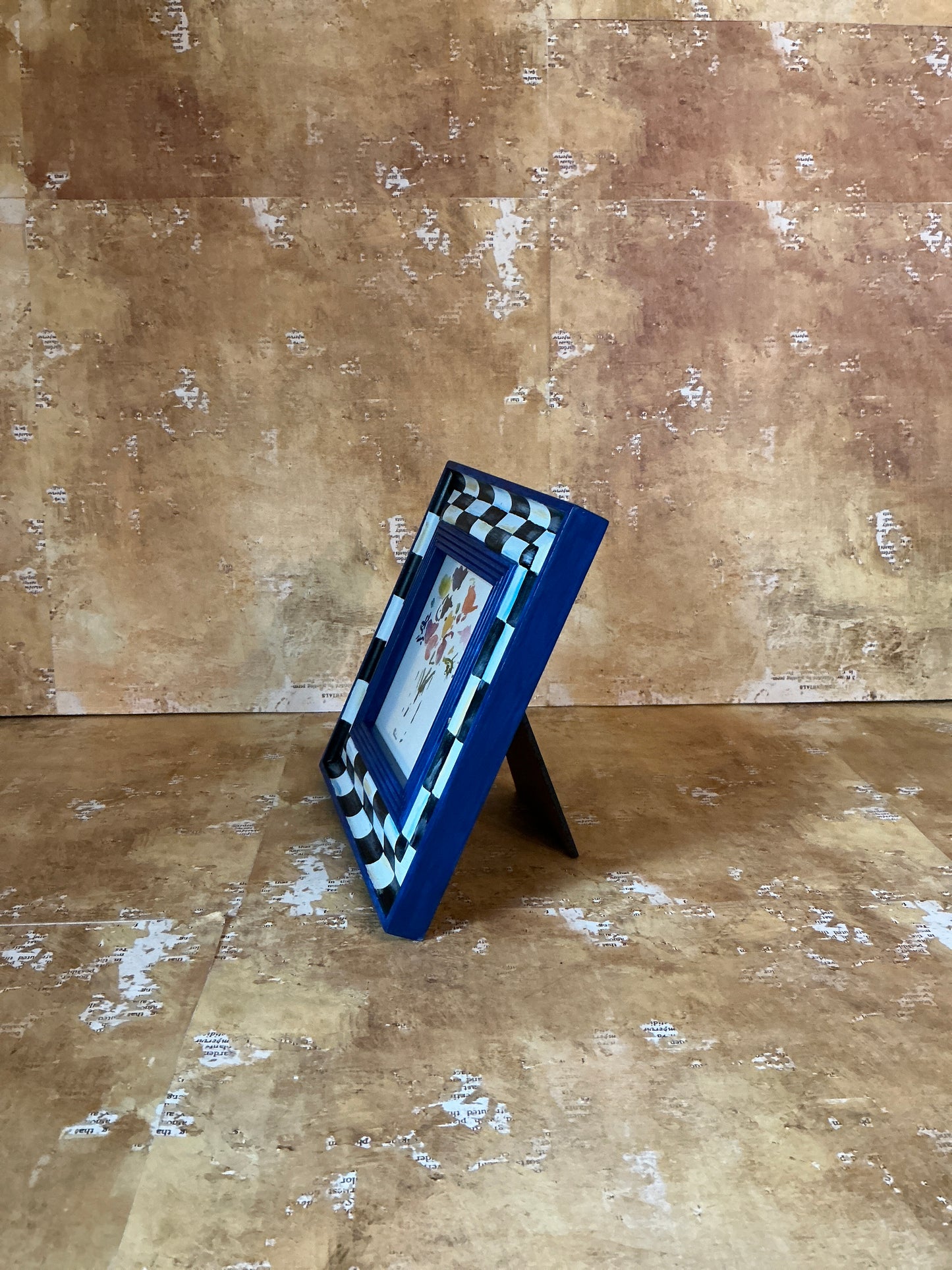 Frame with Blues and Floral Watercolor