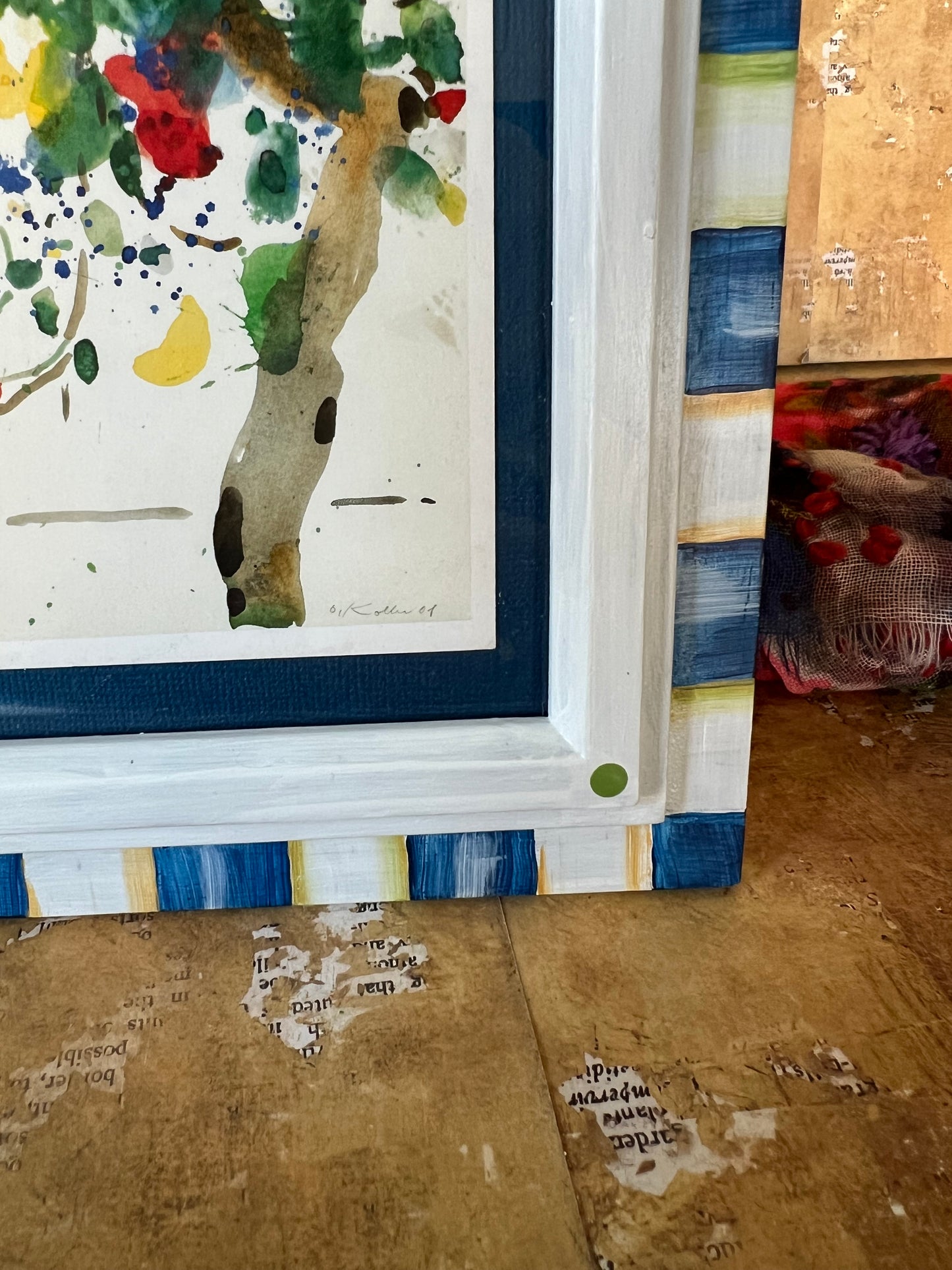 Blue and White Checkered Frame with Oskar Koller Art
