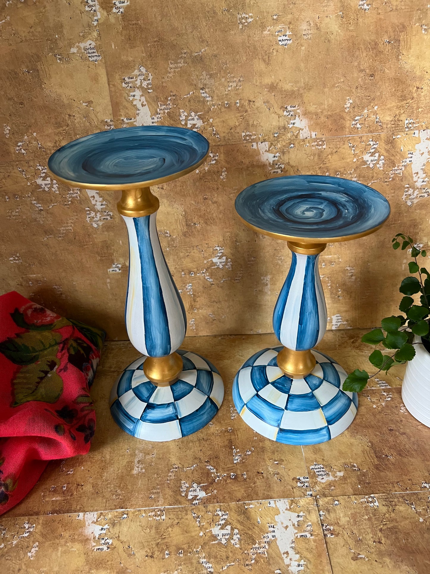 Blue and White Candle Holders