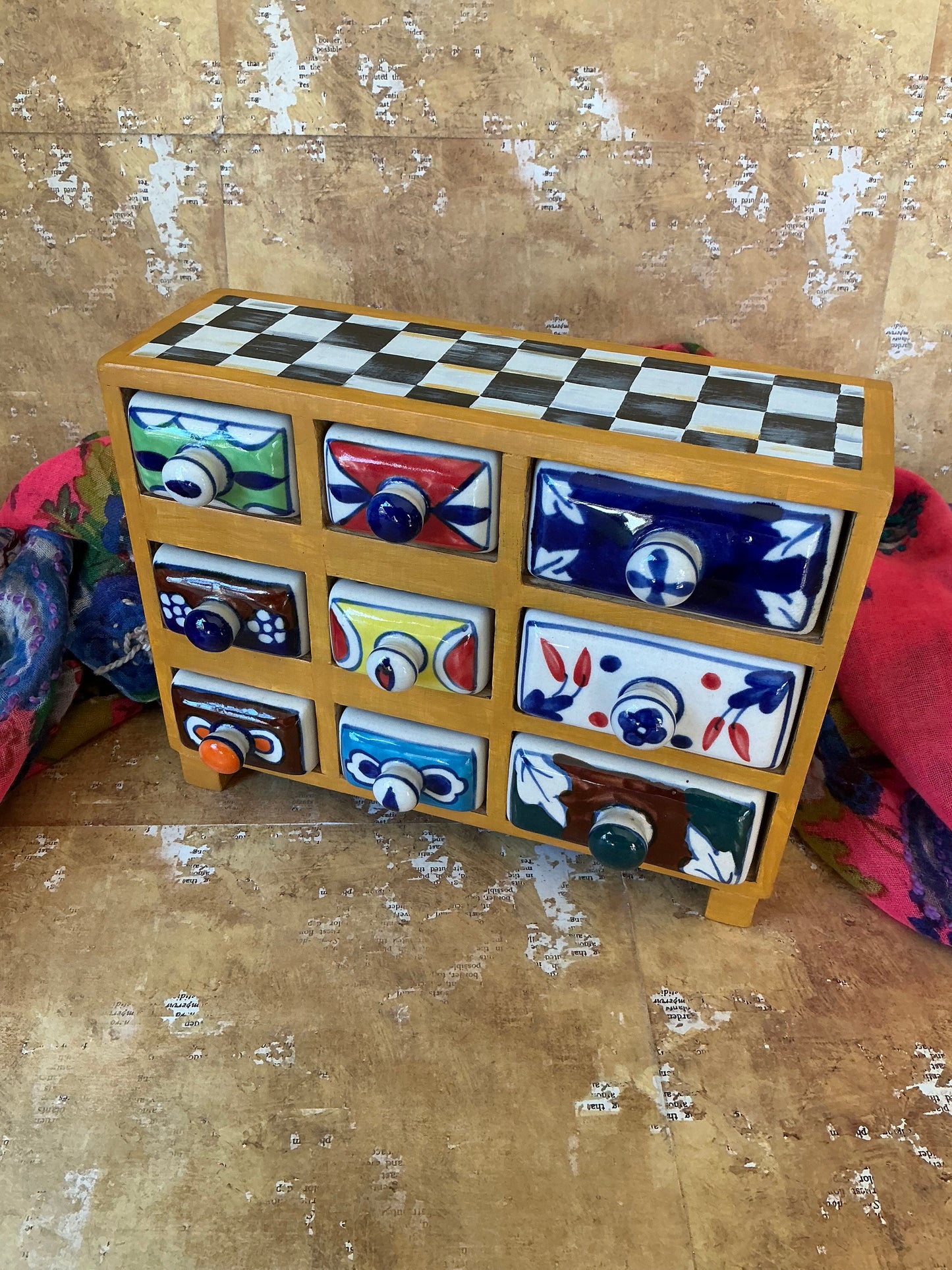 Hand Painted Wooden Indian Spice Chest