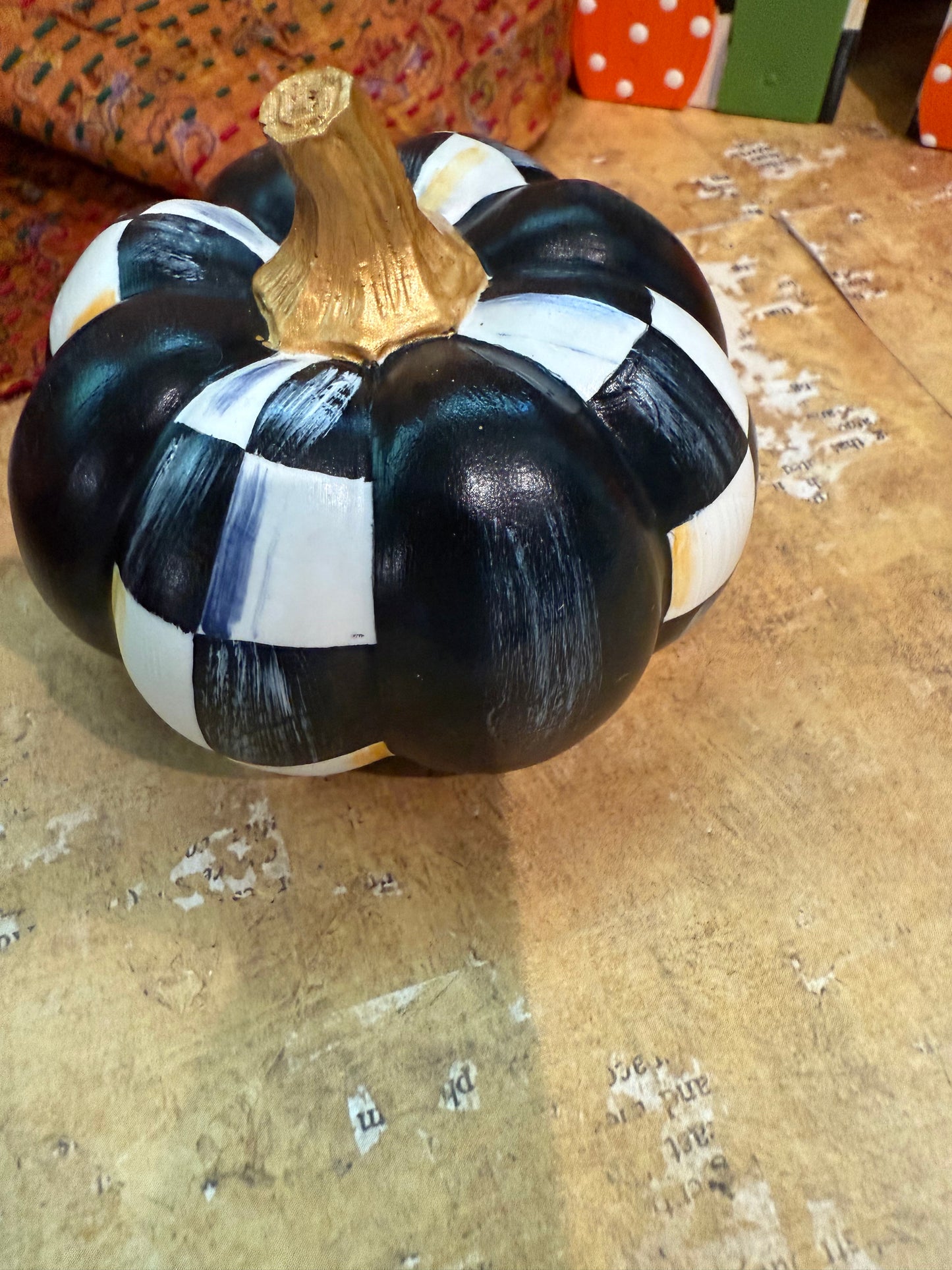 Black and White Checkered Pumpkin
