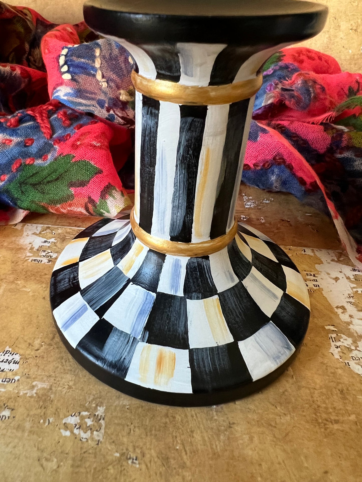 Checkered Taper Candle Holder