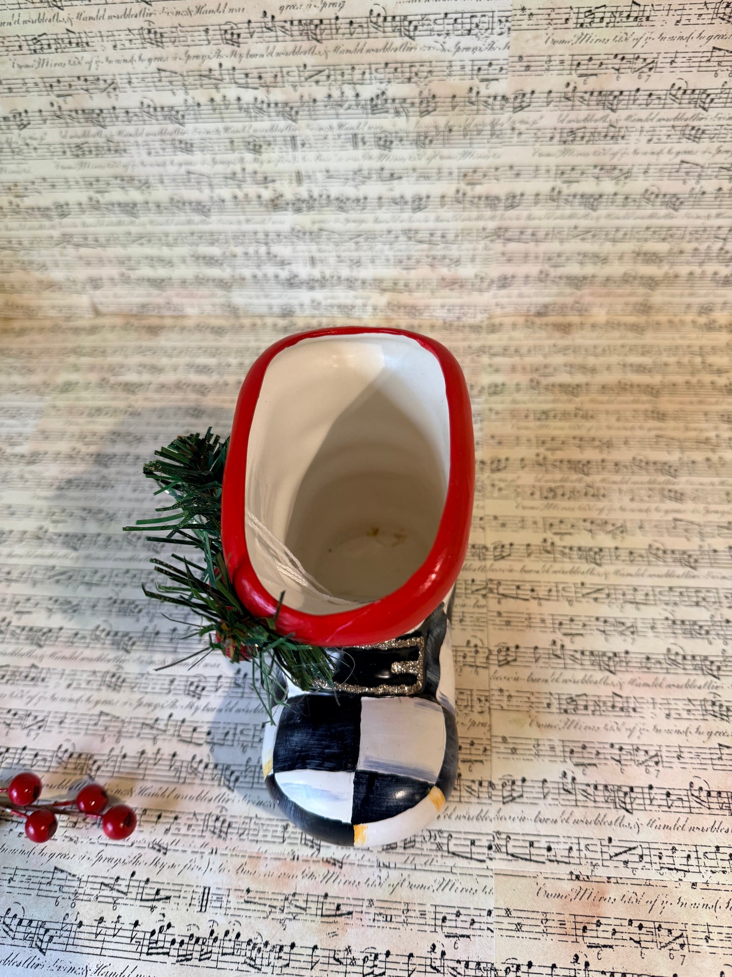 Upcycled Lefton Santa Boot Vase