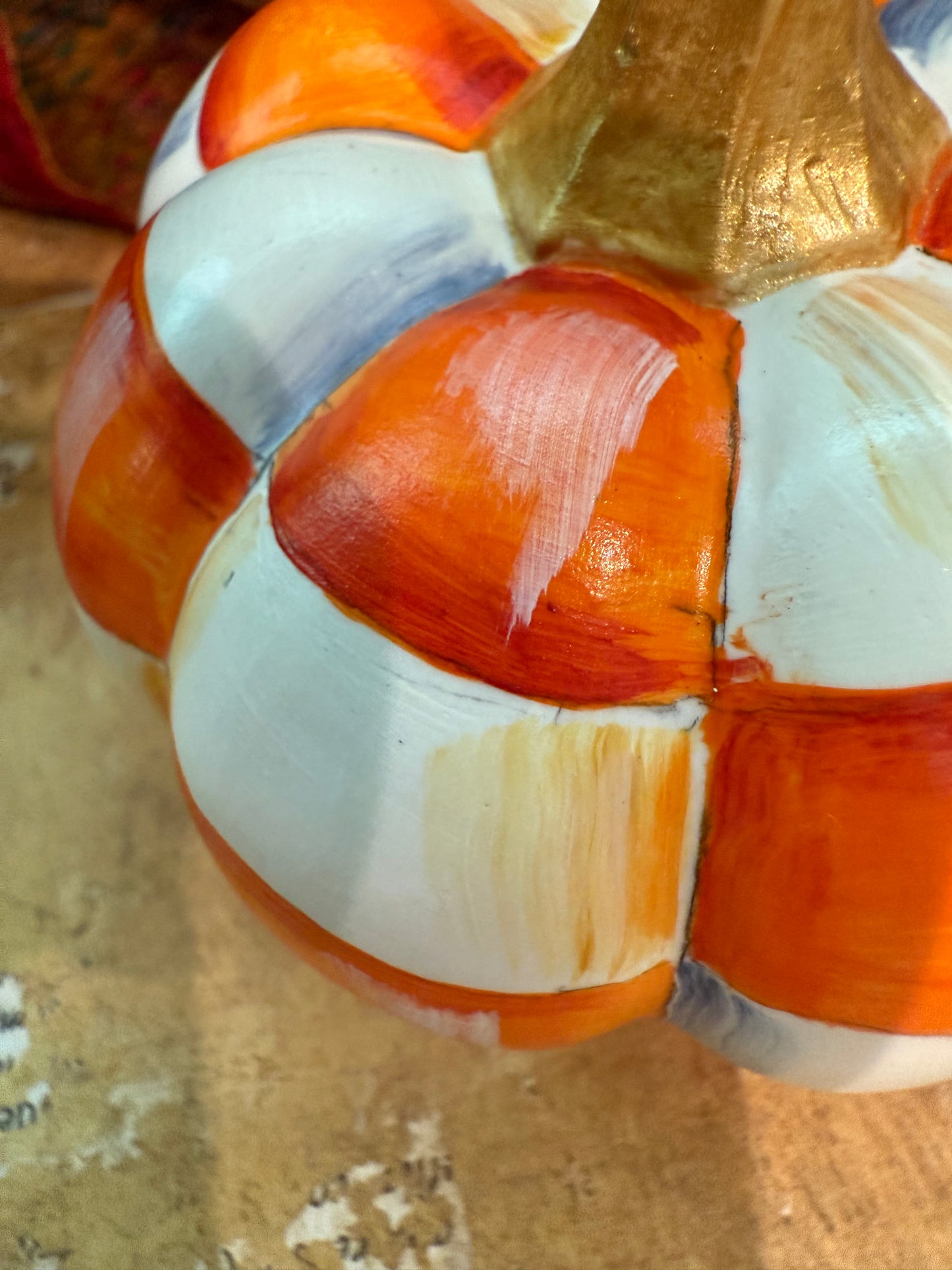Orange and White Checkered Pumpkin