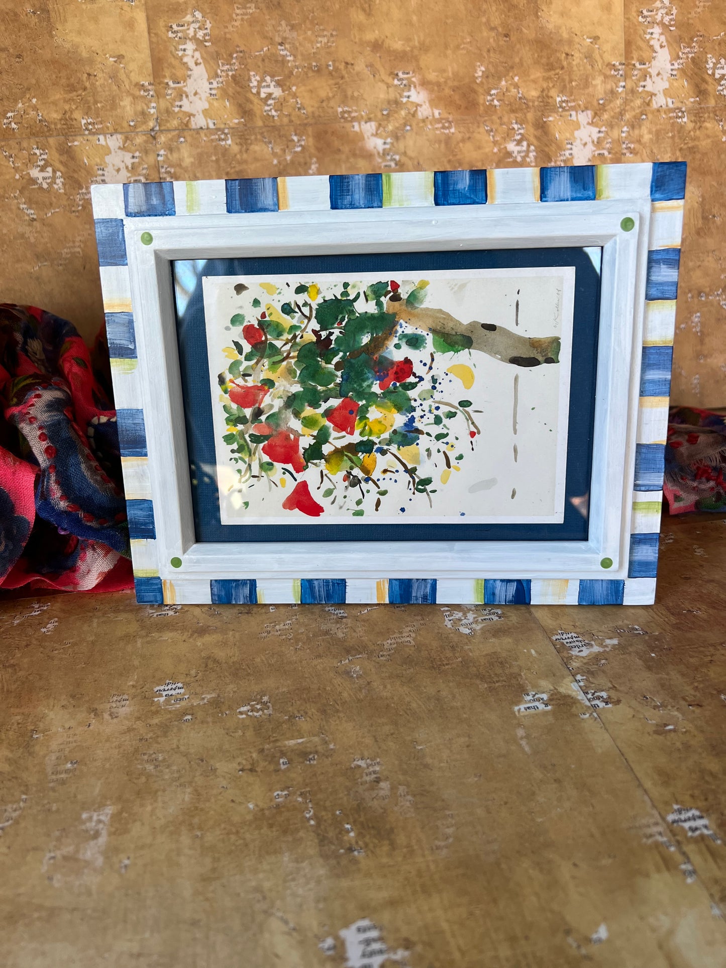 Blue and White Checkered Frame with Oskar Koller Art