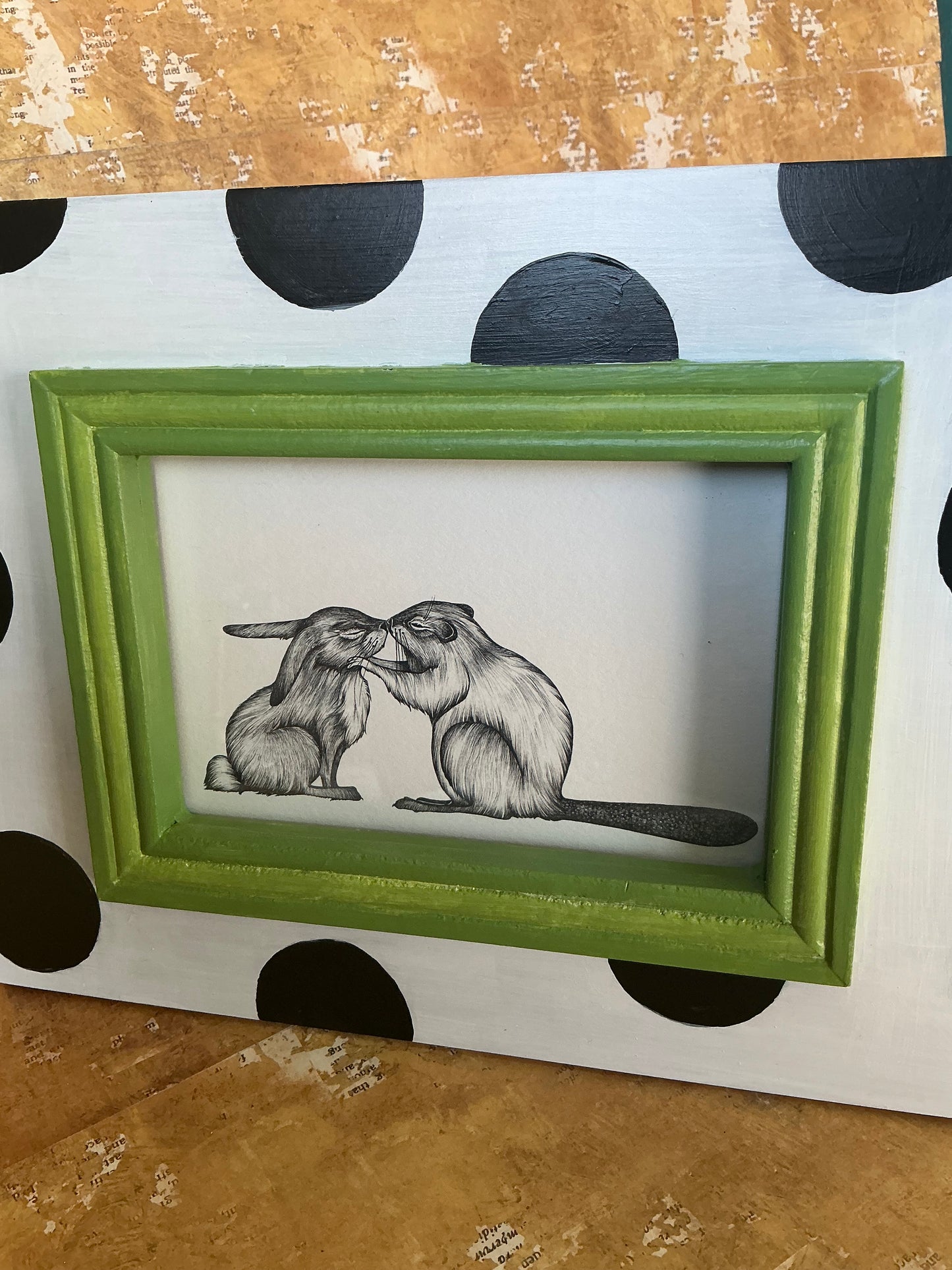 Polka Dot Frame with Green Trim