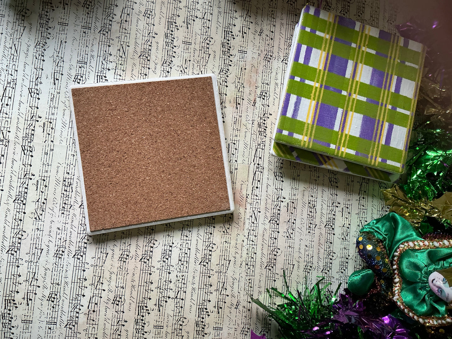 Plaid Coasters in Wooden Box