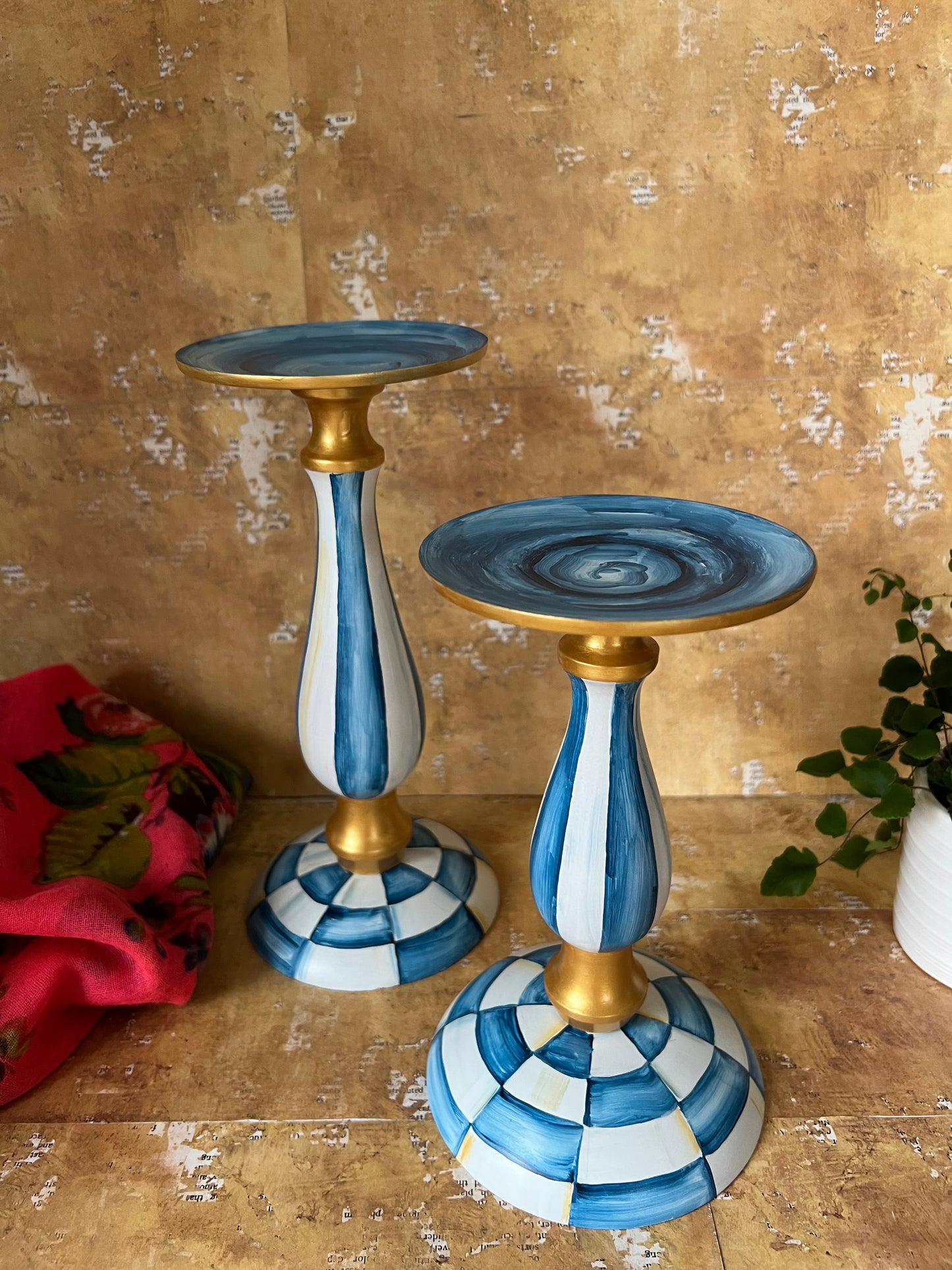 Blue and White Candle Holders