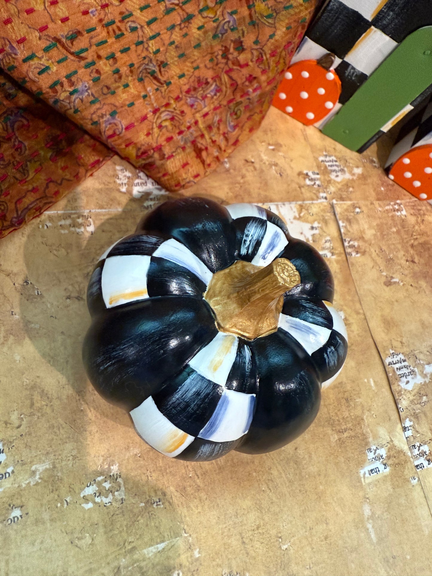 Black and White Checkered Pumpkin