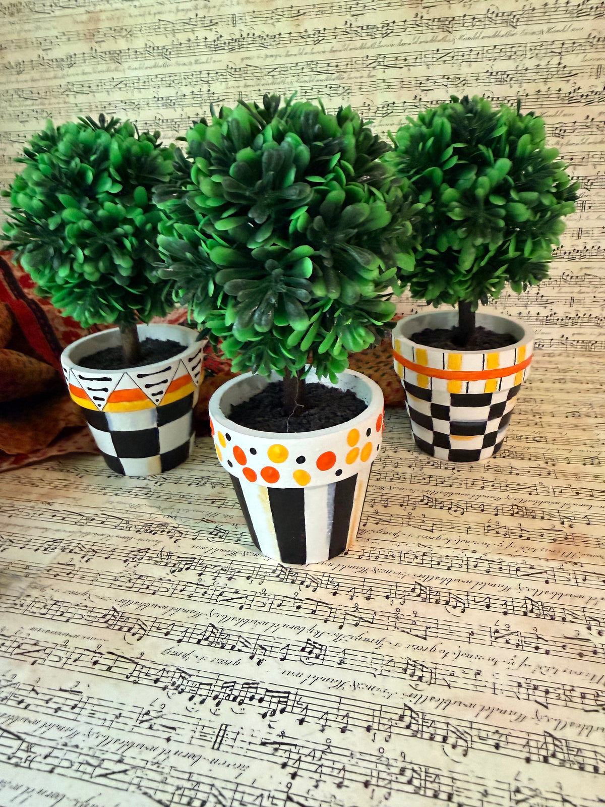 Hand Painted Faux Boxwood Topiary