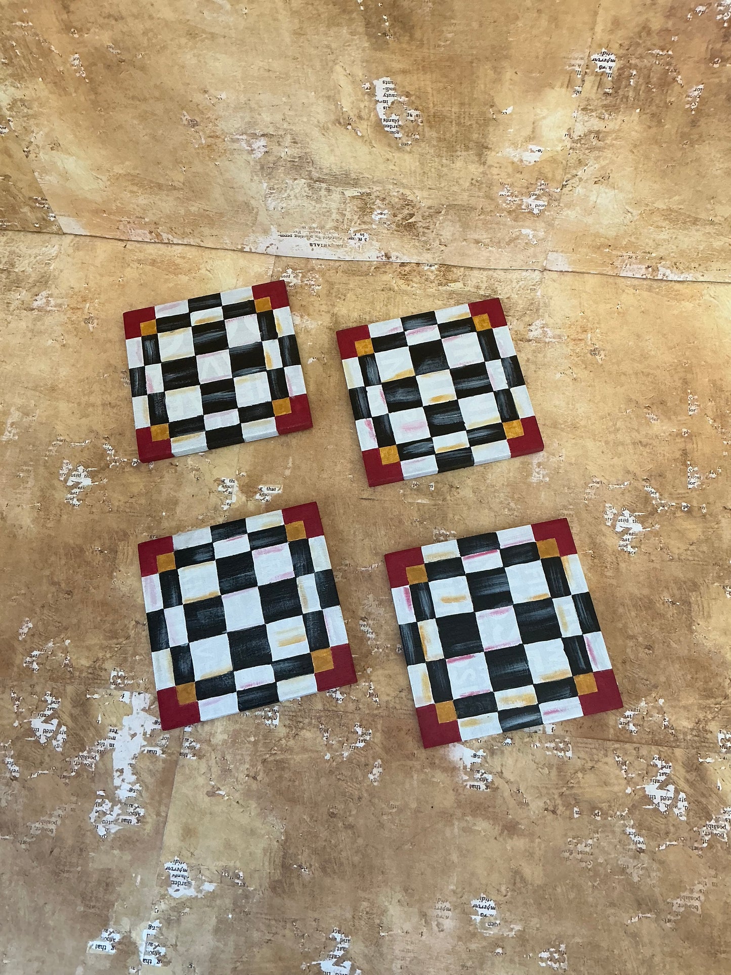 Checkered Coasters With Box