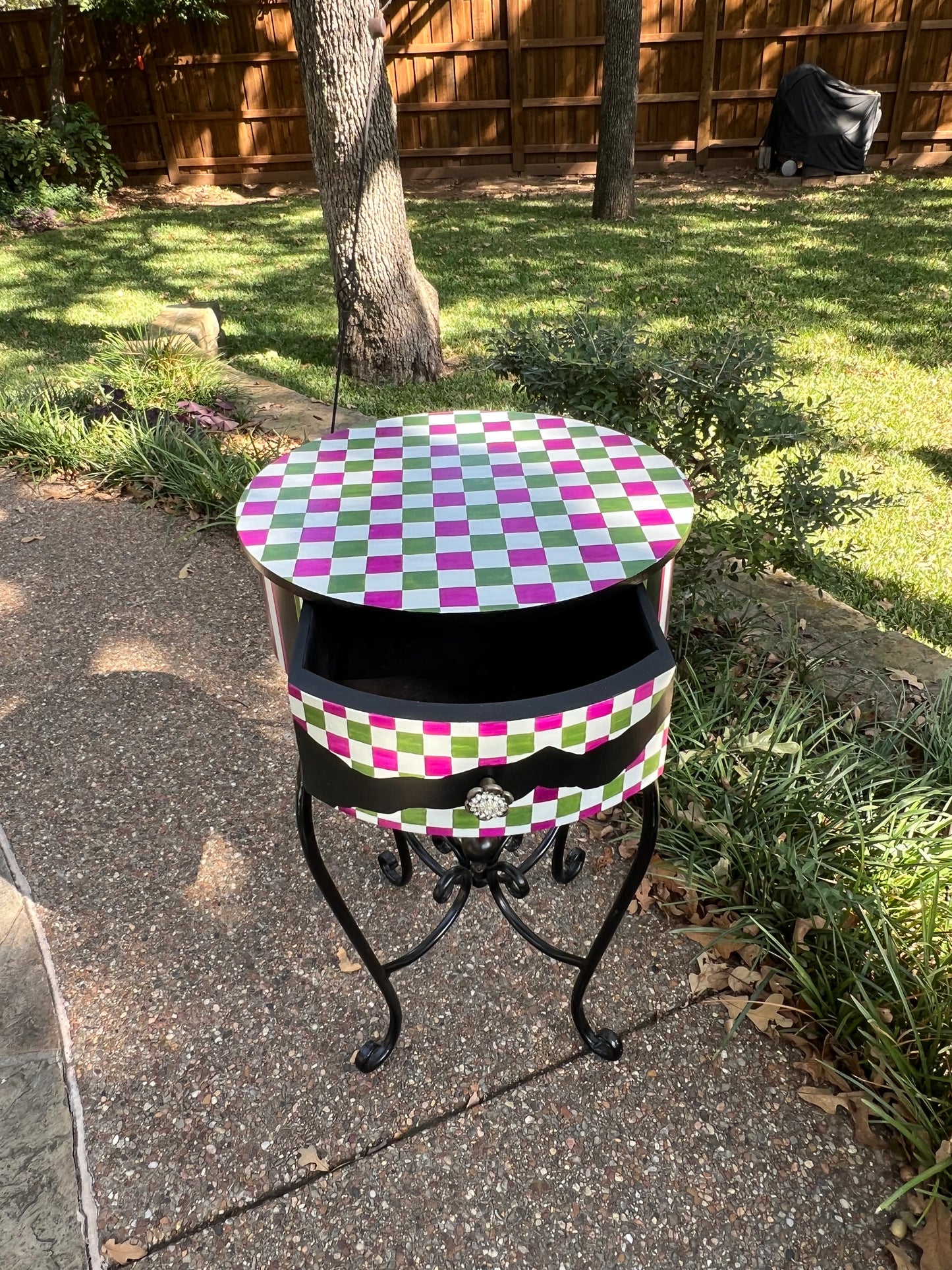 Hand Painted, One Drawer Accent Table