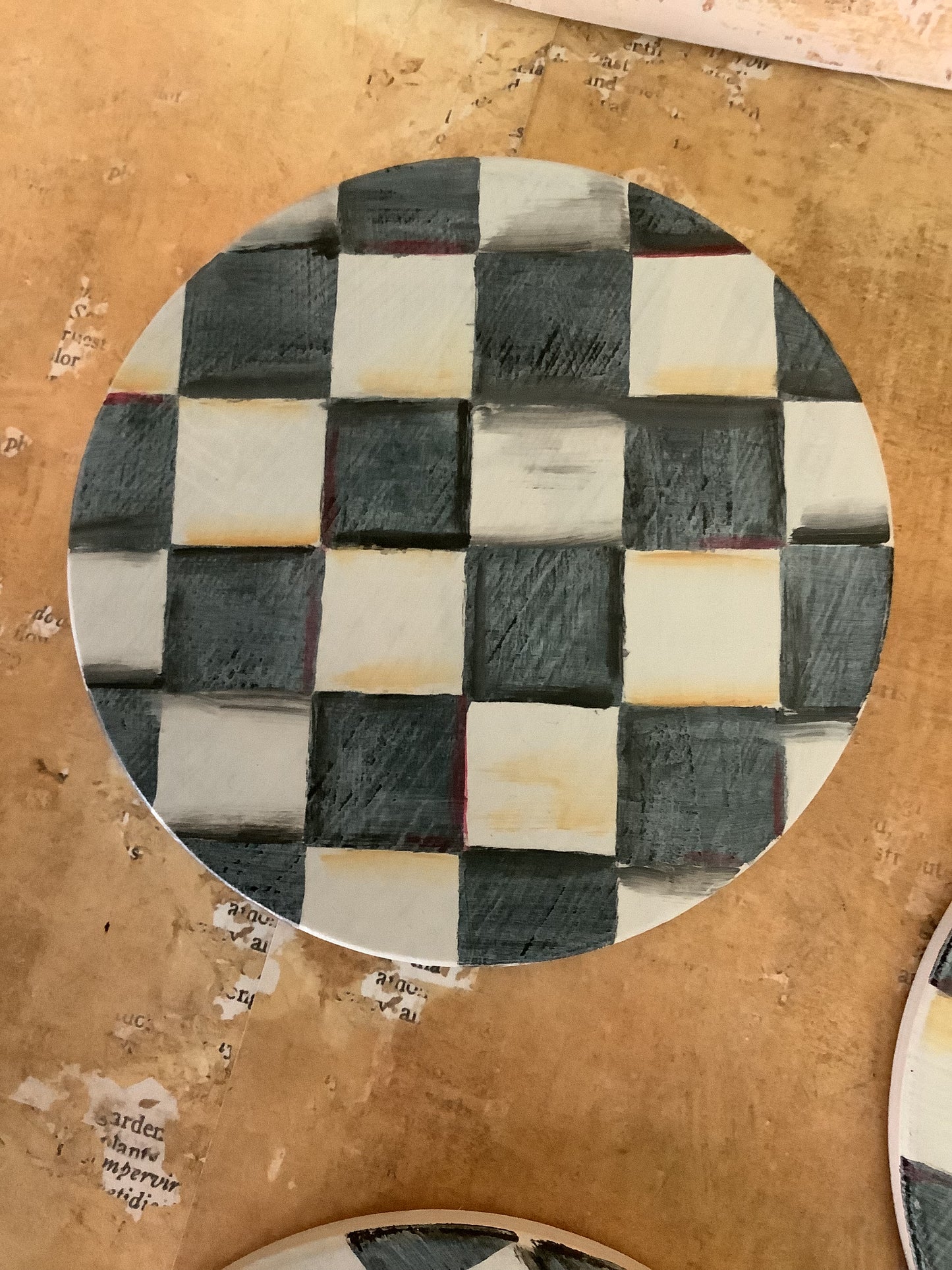 Charcoal and white checkered coasters