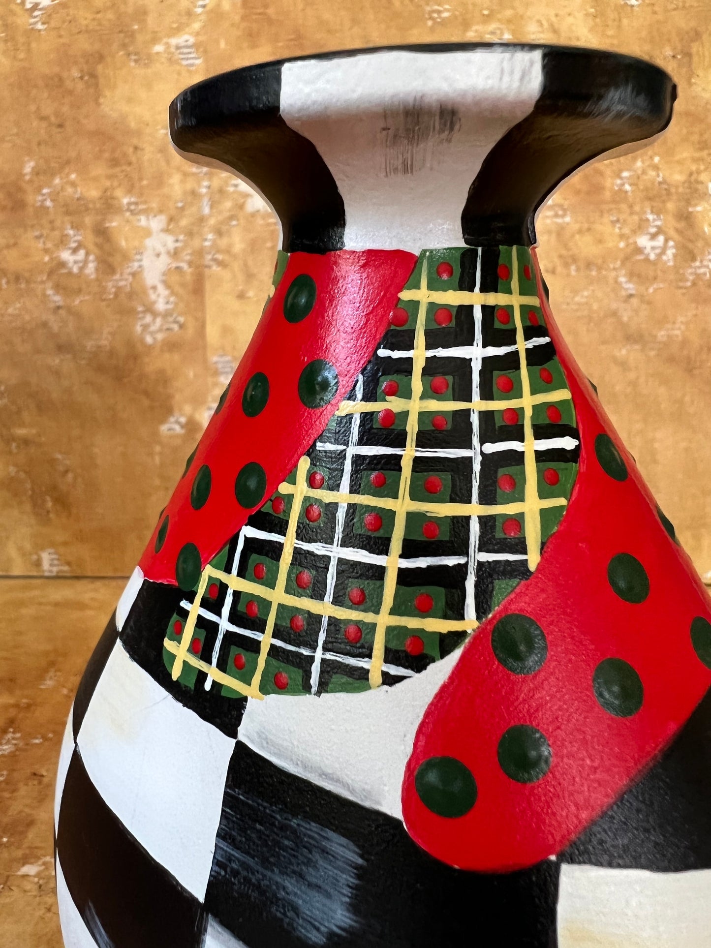 Vase with tartan plaid