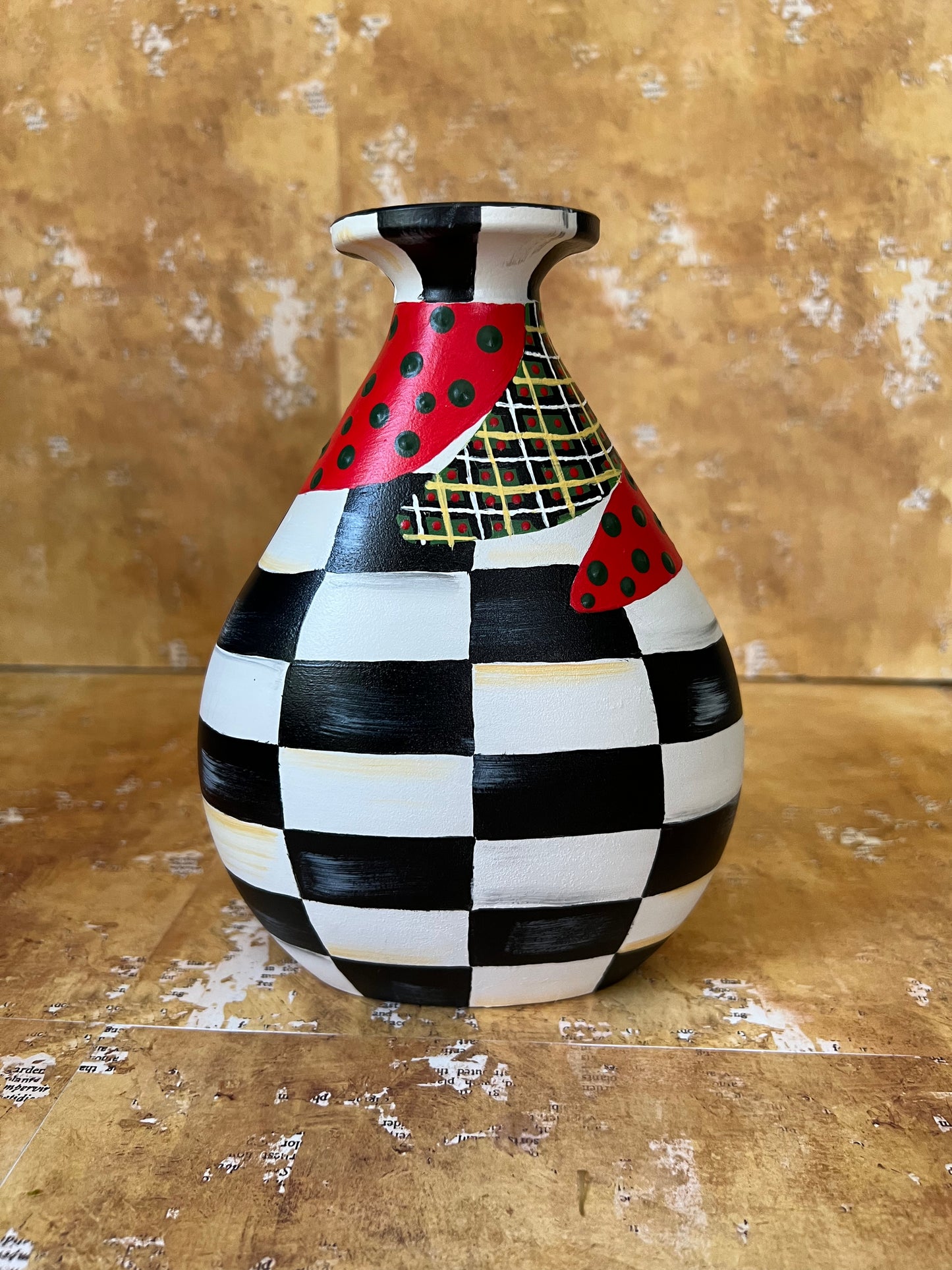 Vase with tartan plaid