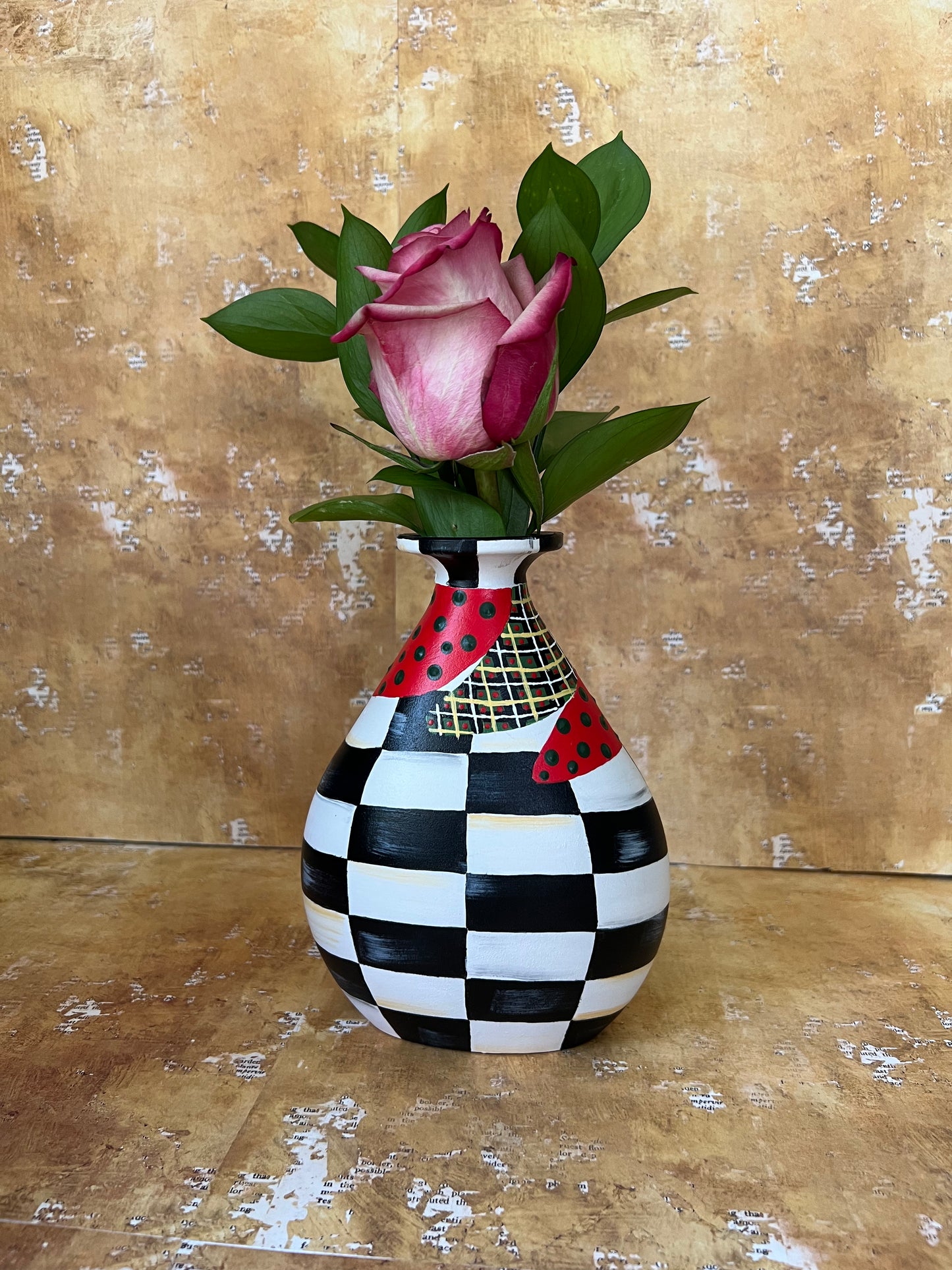 Vase with tartan plaid