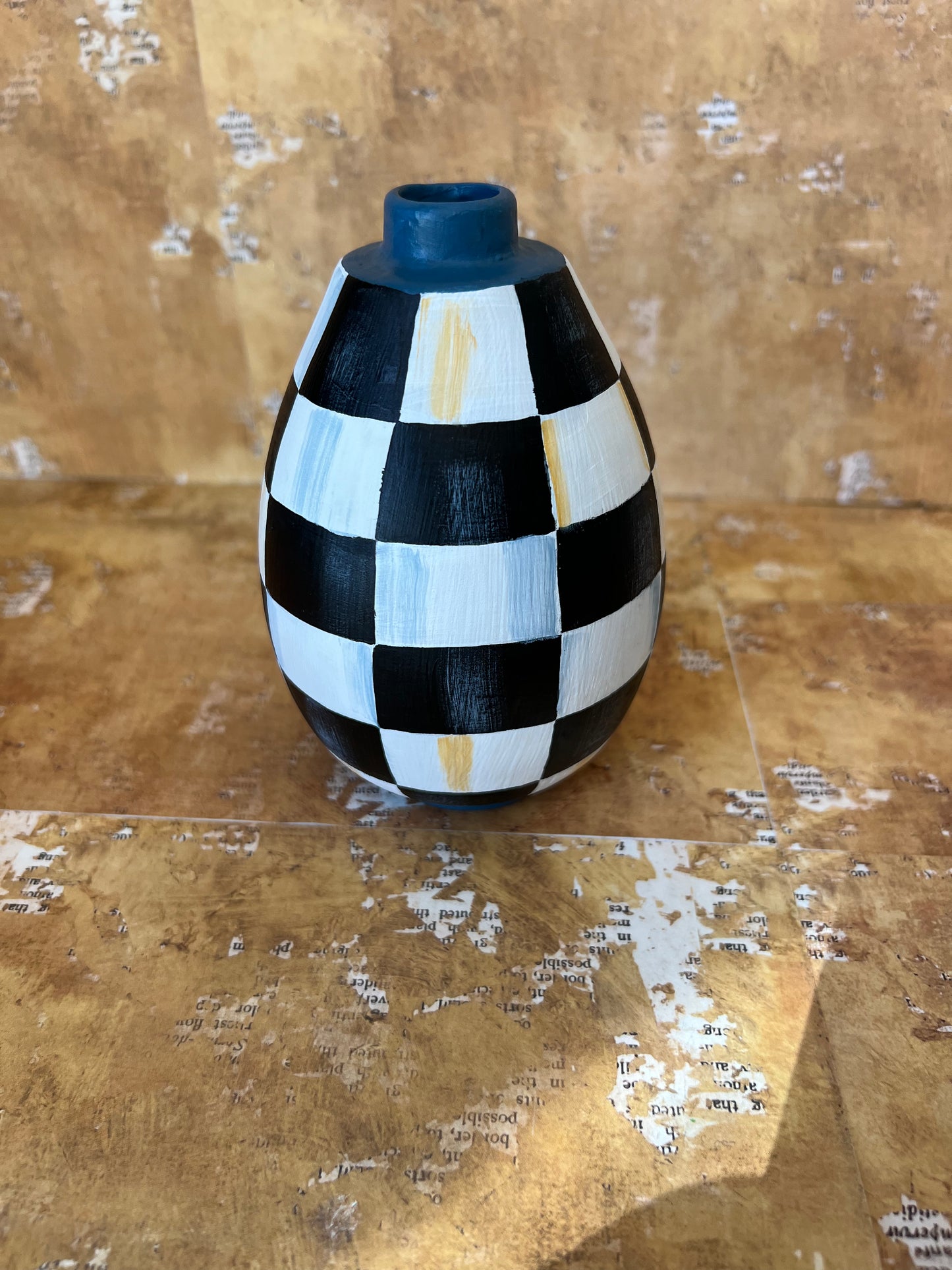 Blue glazed teardrop vase