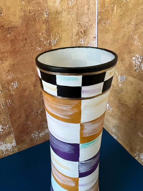 Purple and Gold checkered vase