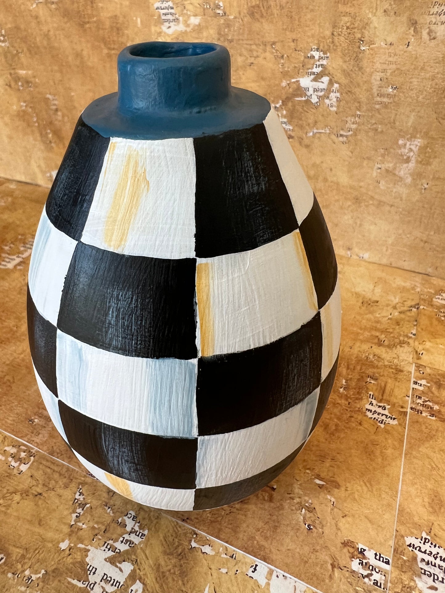 Blue glazed teardrop vase