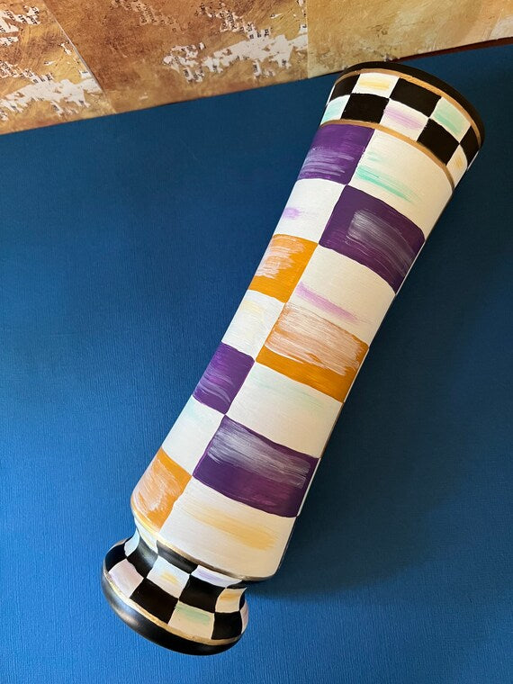 Purple and Gold checkered vase