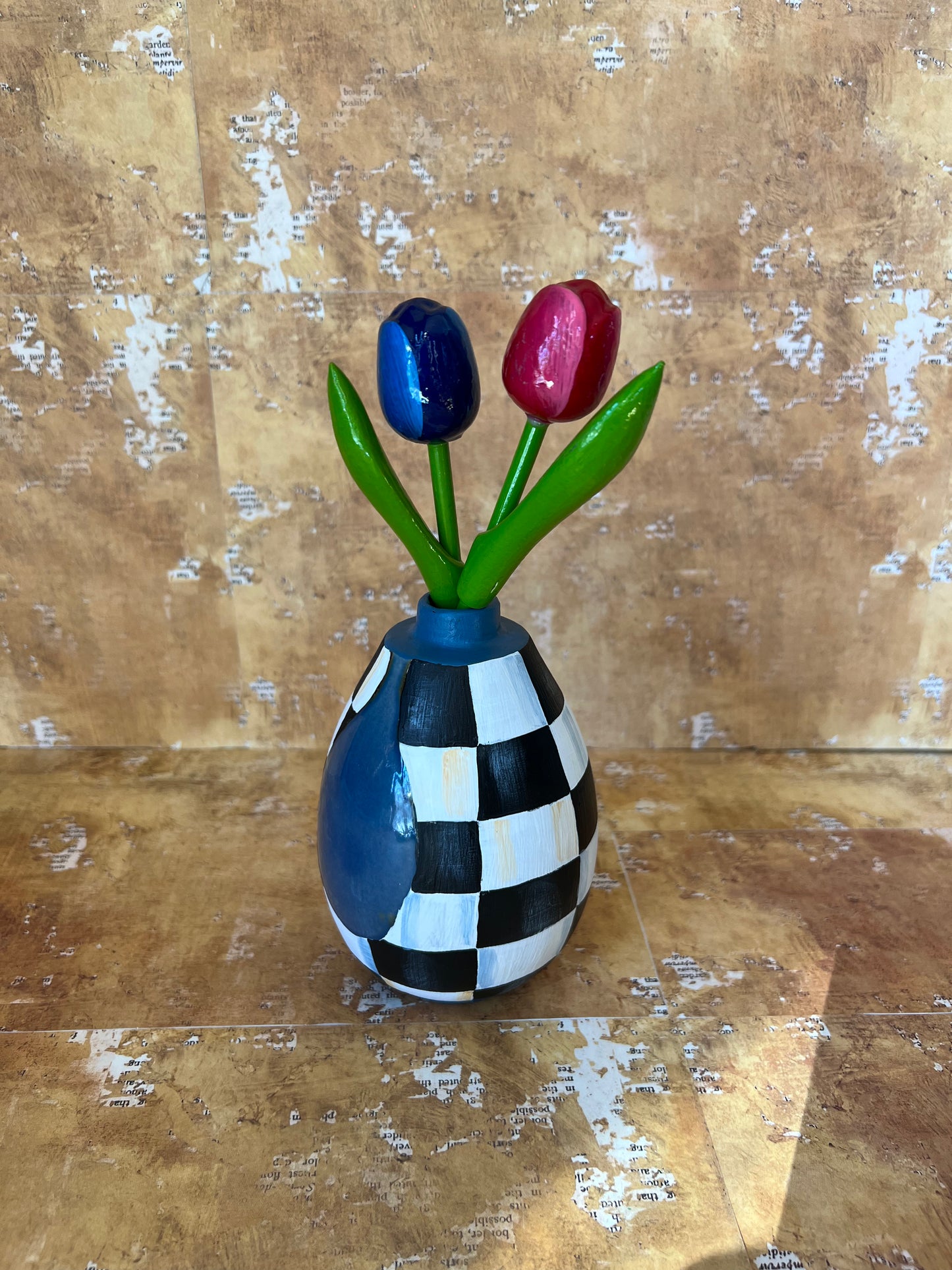 Blue glazed teardrop vase