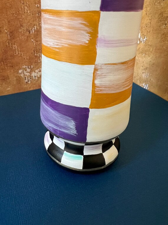 Purple and Gold checkered vase