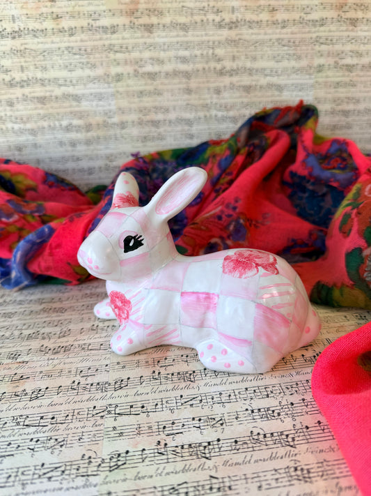 Pink Checked and Floral Bunny