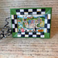 Hand-Painted Checkered Wooden Picture Frame With Green Trim