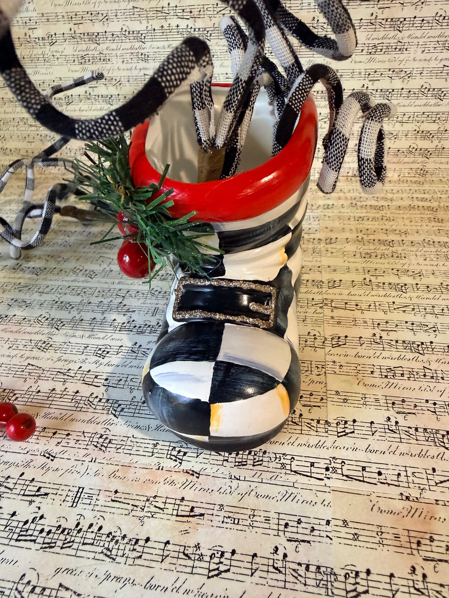 Upcycled Lefton Santa Boot Vase