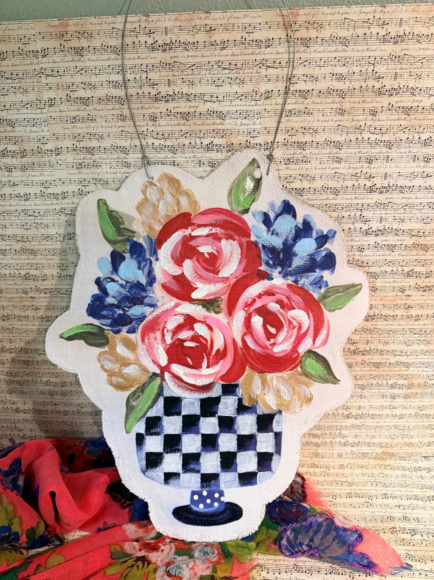 Hand Painted Burlap Door Hanger